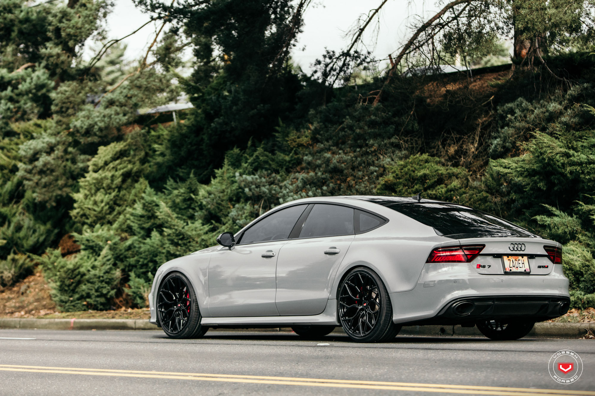 Aftermarket Side Skirts on Gray Audi A7 - Photo by Vossen