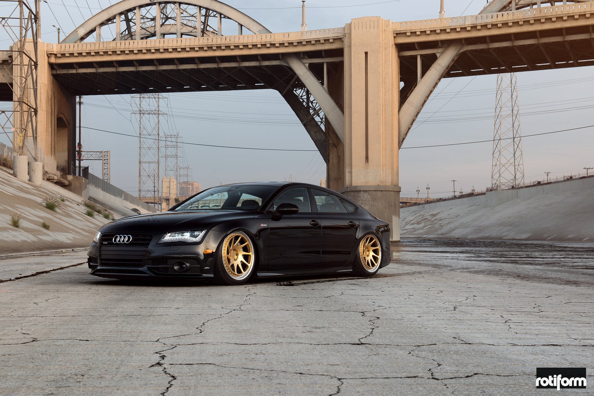 Audi A7 Gold Rotiform Rims With Polished Lip - Photo by Rotiform