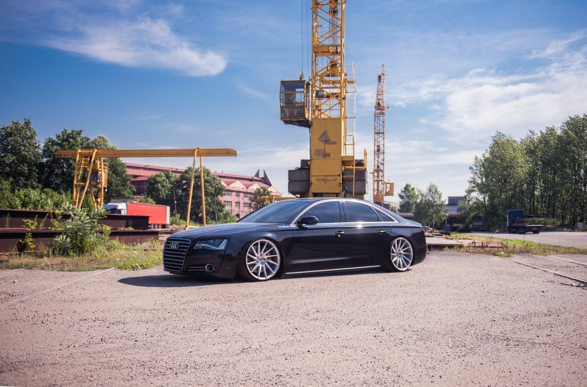 Aftermarket LED Headlights on Black Audi A8 - Photo by JR Wheels
