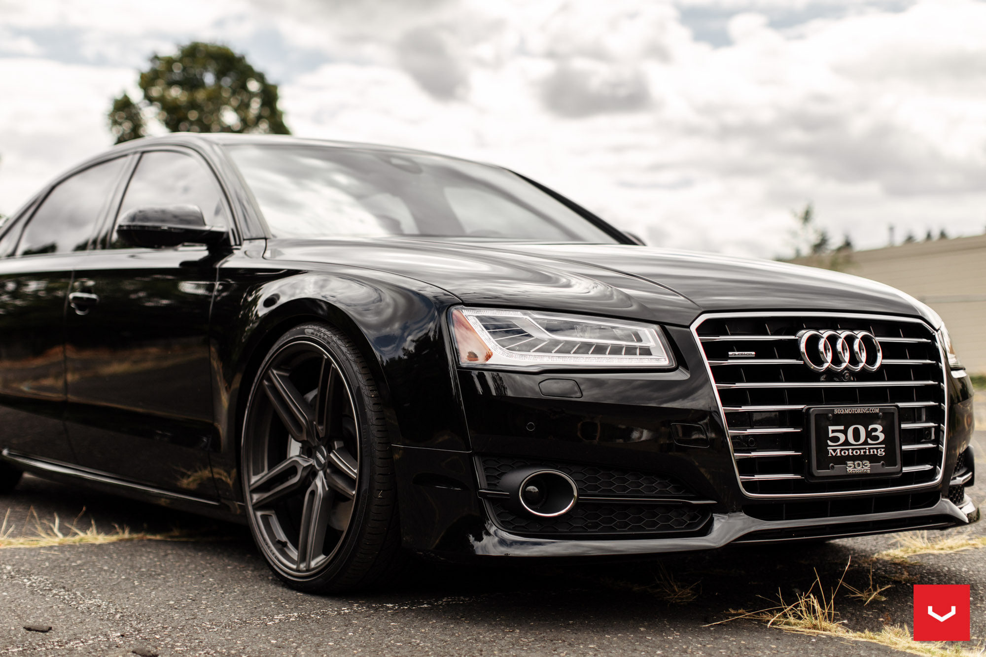 Black Audi A8 Quattro with Chrome Billet Grille - Photo by Vossen