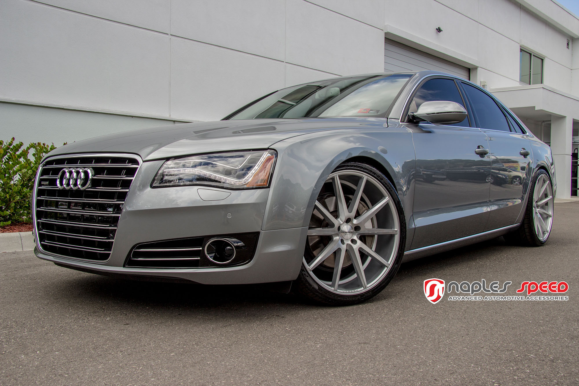 Aftermarket LED Headlights on Audi A8 - Photo by Vossen
