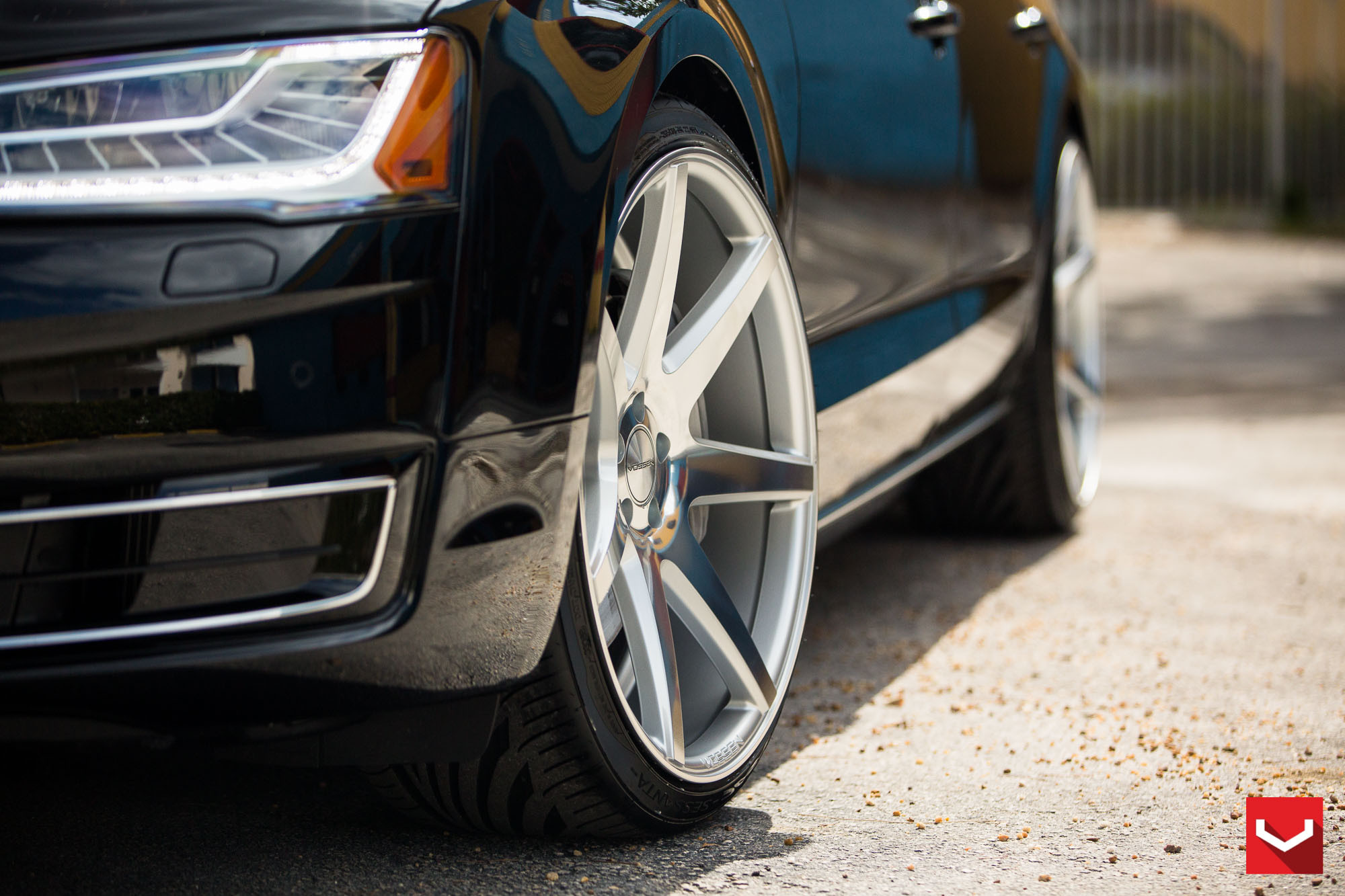 CV7 Series Chrome Vossen Rims on Black Audi A8 - Photo by Vossen