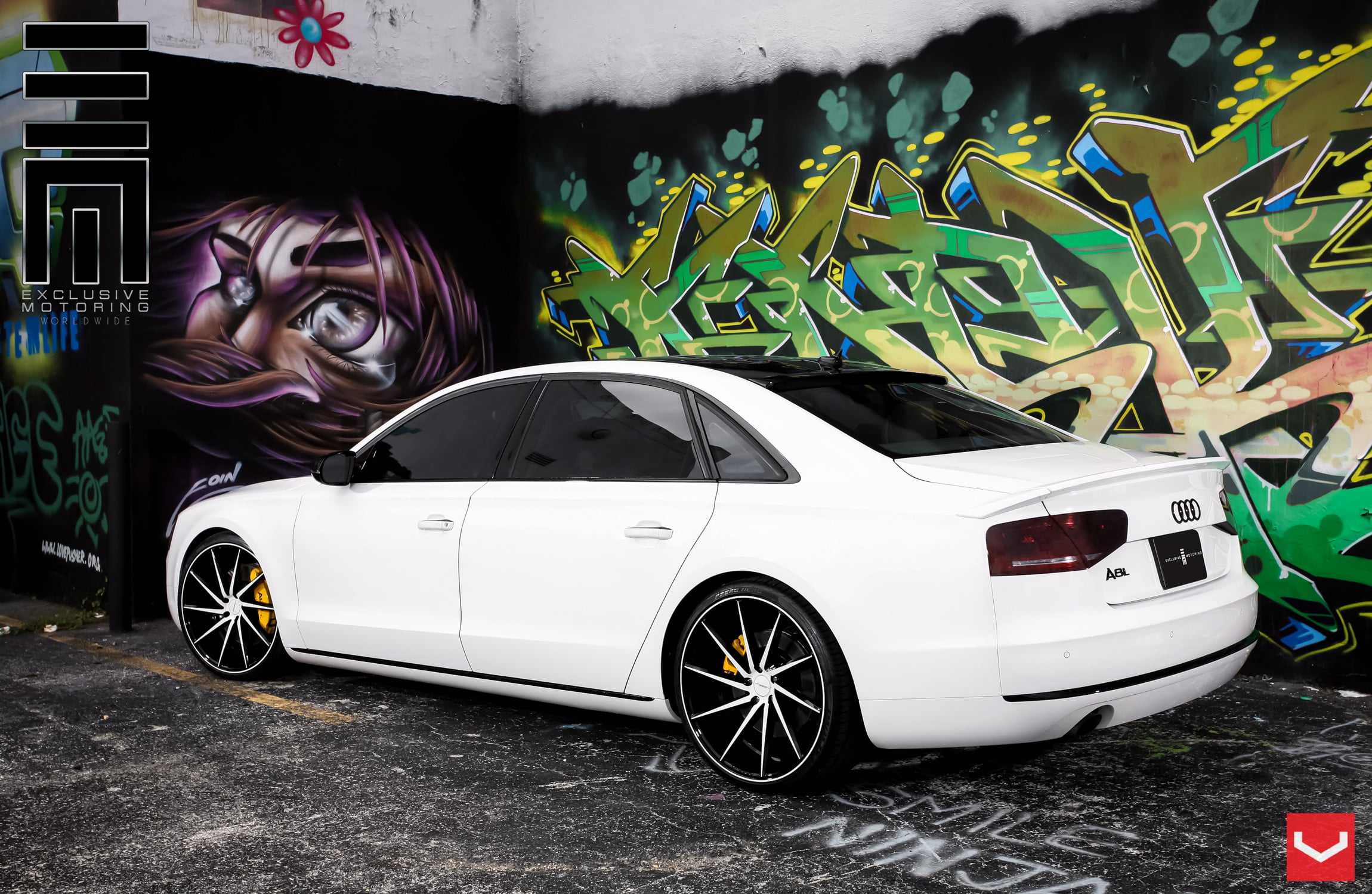 White Audi A8L Rear Lip Spoiler - Photo by Vossen