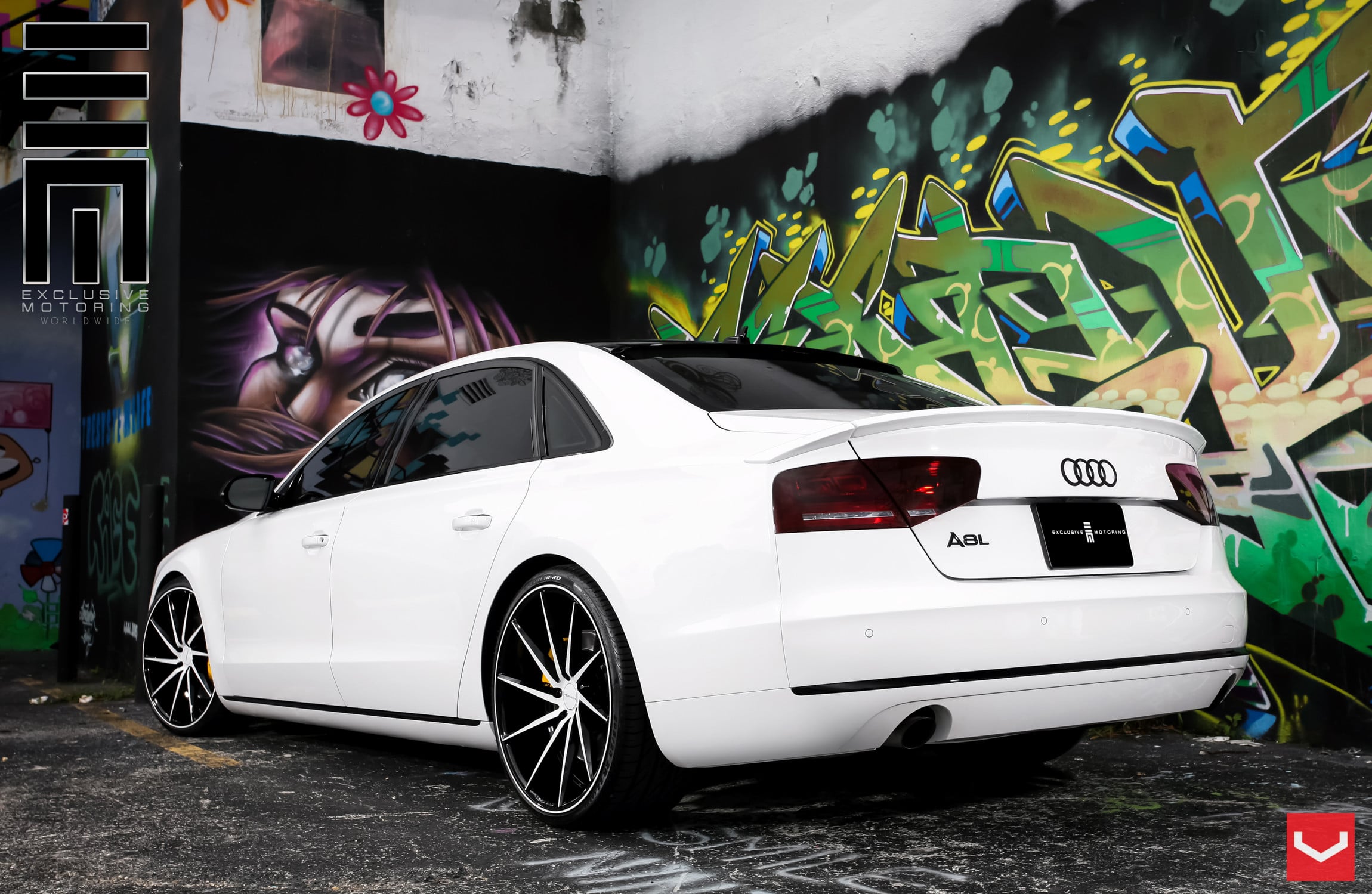 Aftermarket Taillights on White Audi A8 - Photo by Vossen