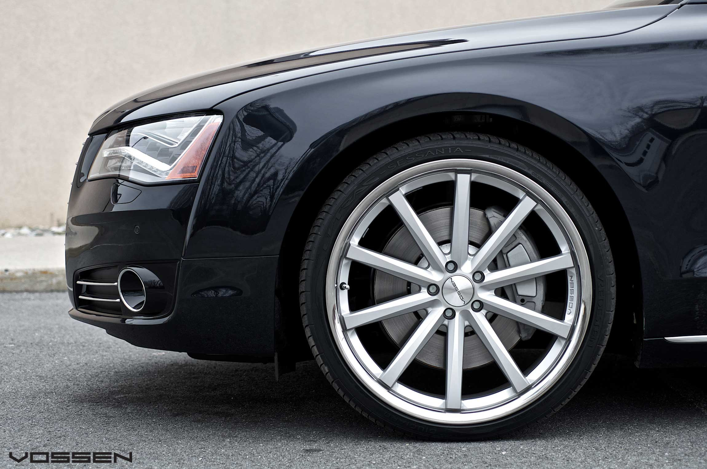 Black Audi A8 with Custom Vossen Wheels - Photo by Vossen