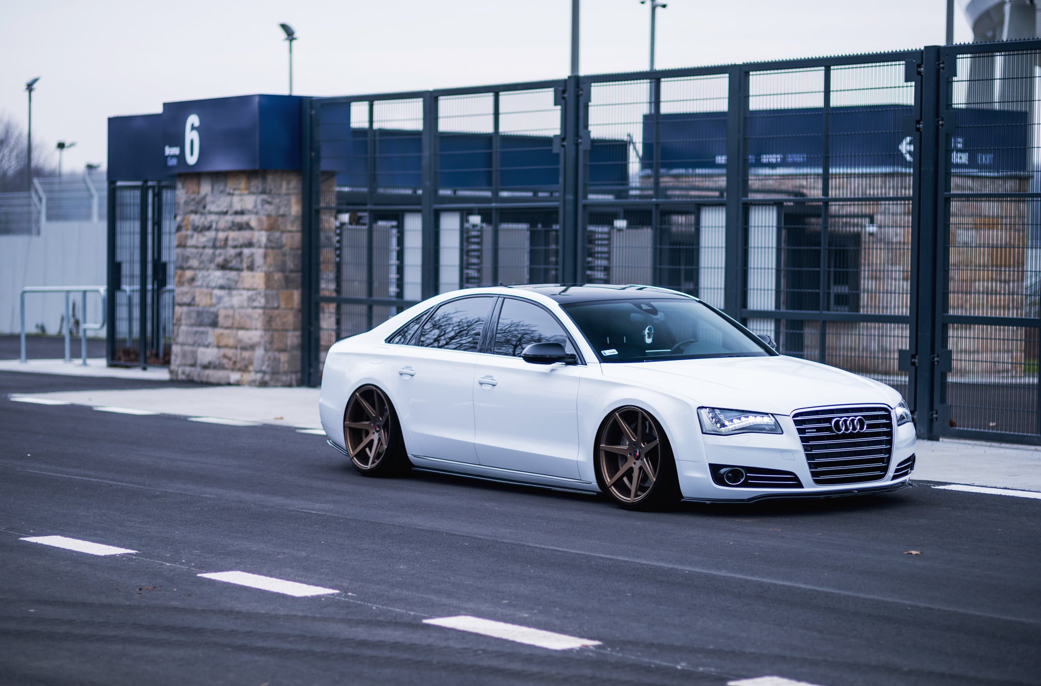 Custom LED Headlights on White Audi A8 - Photo by JR Wheels