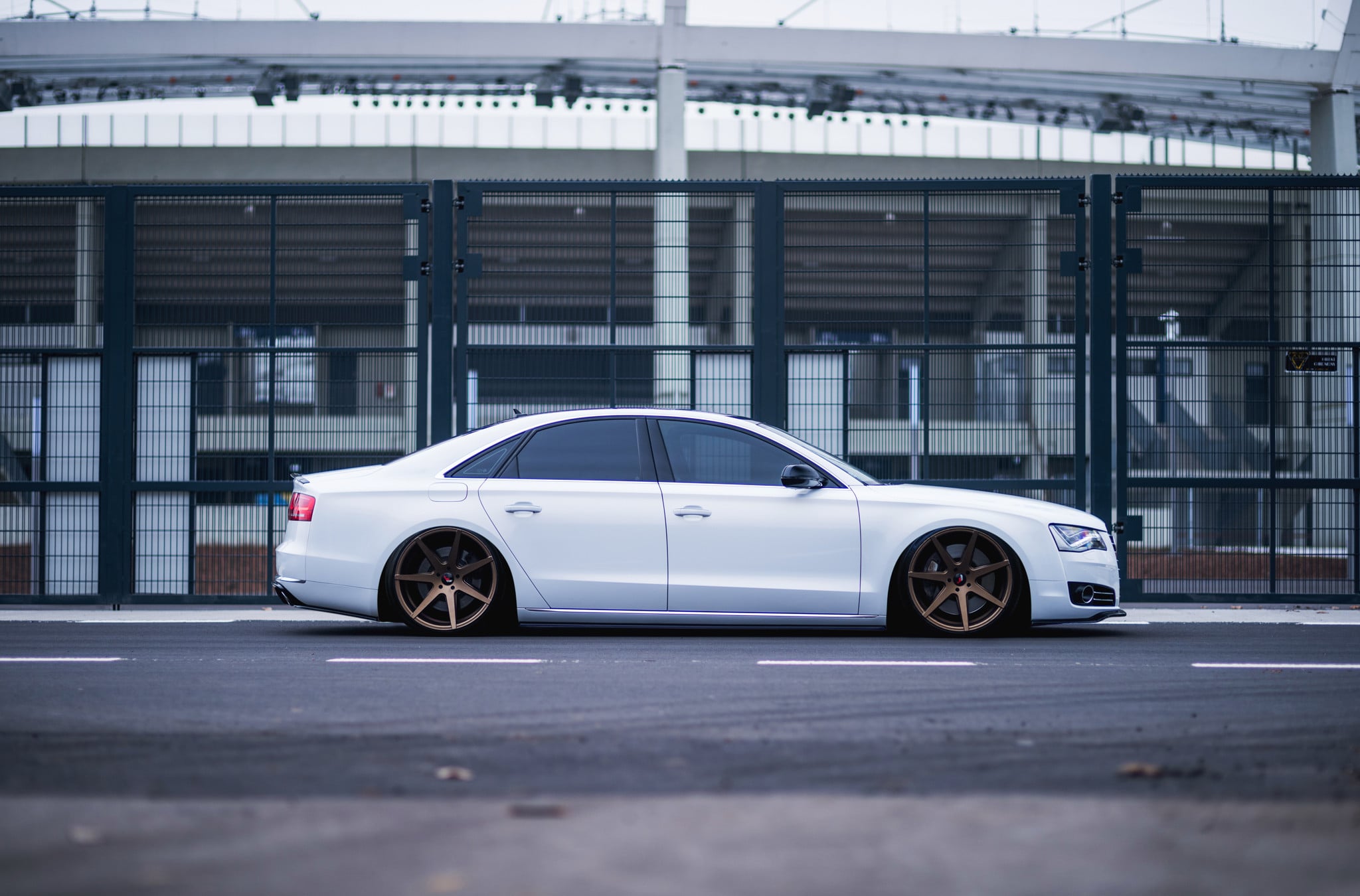 Custom White Audi A8 Side Skirts - Photo by JR Wheels