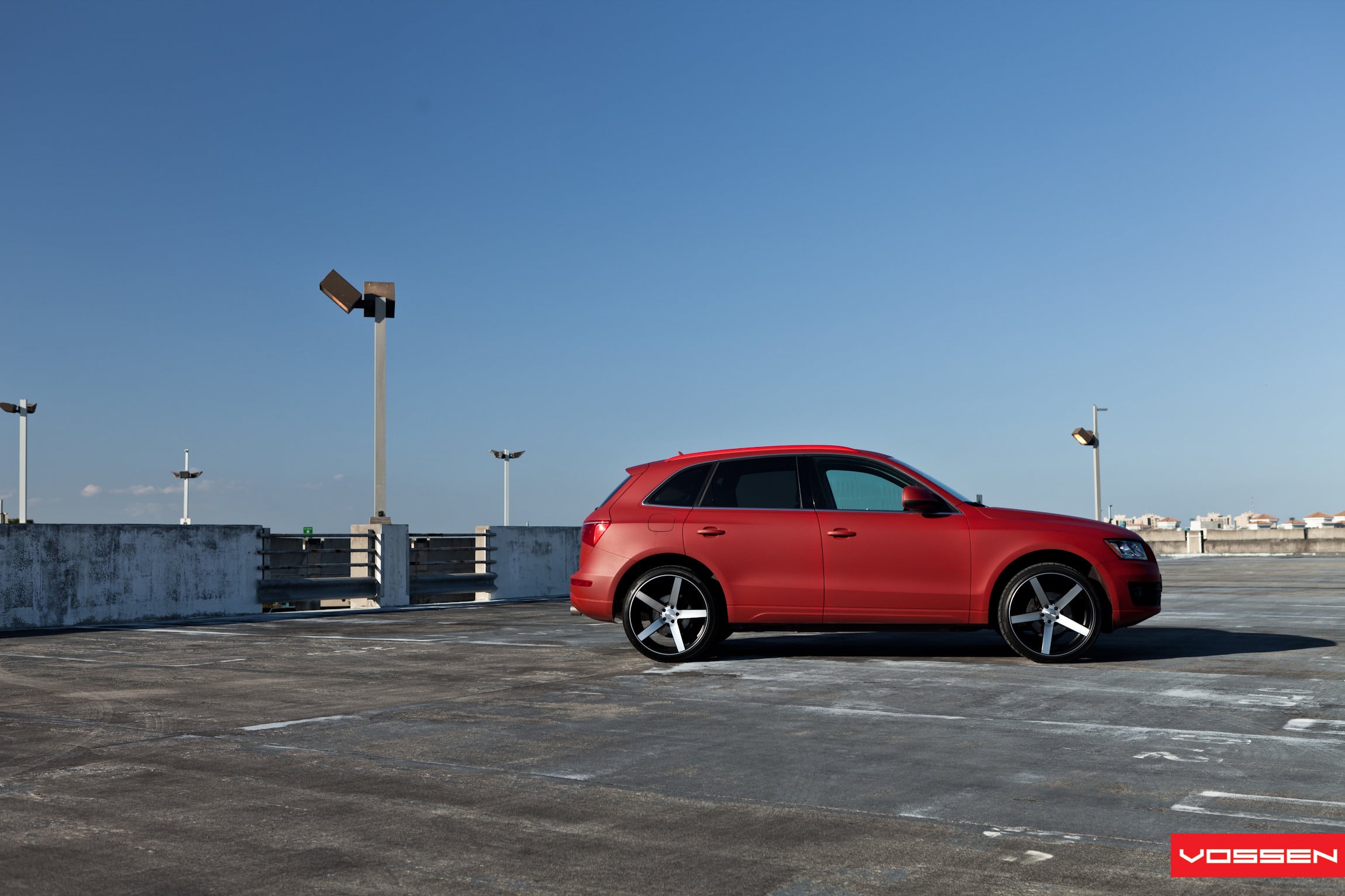 Aftermarket Side Skirts on Red Matte Audi Q5 - Photo by Vossen