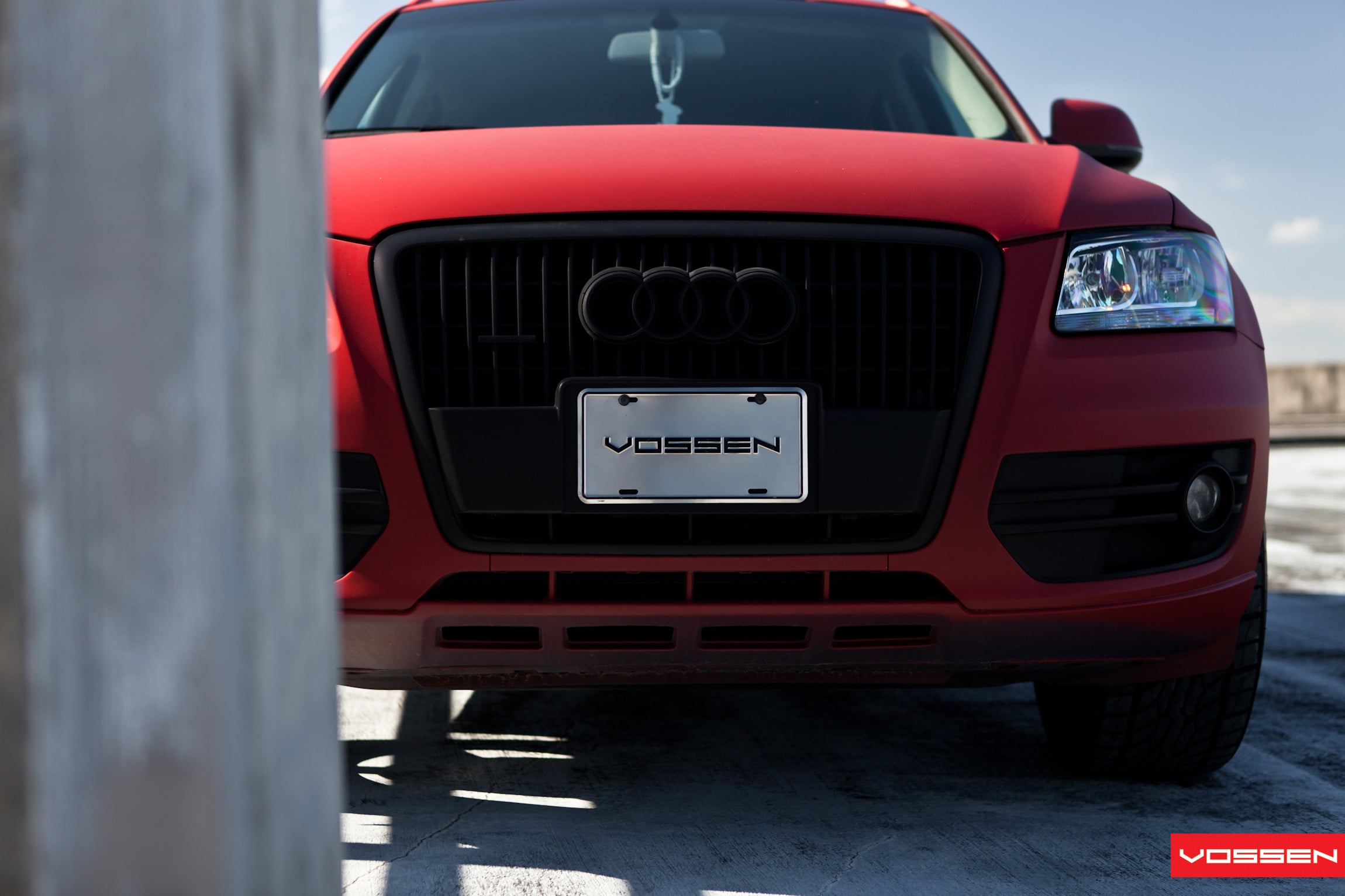 Custom Blacked Out Grille on Red Matte Audi Q5 - Photo by Vossen