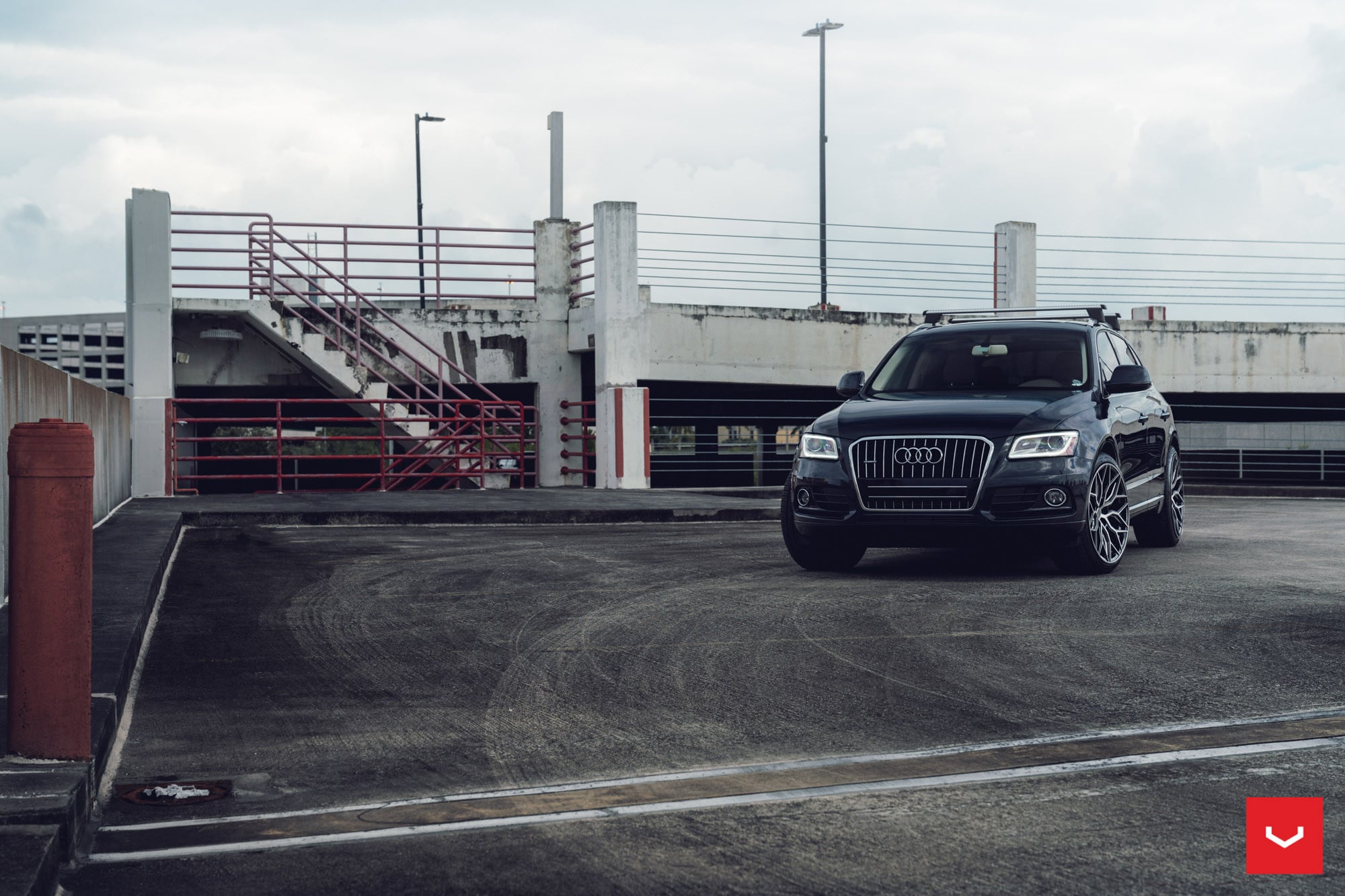 Custom LED-Bars Headlights on Black Audi Q5 - Photo by Vossen Wheels