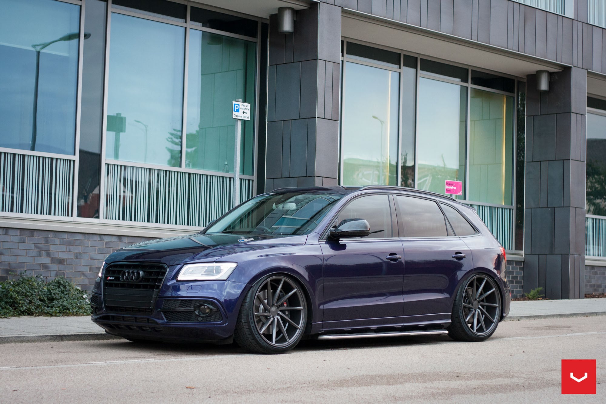 Purple Audi Q5 with Custom Blacked Out Grille - Photo by Vossen