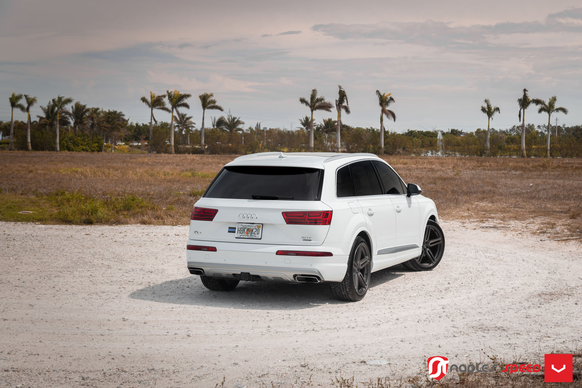 White Audi Q7 with Custom Red LED Taillights - Photo by Vossen