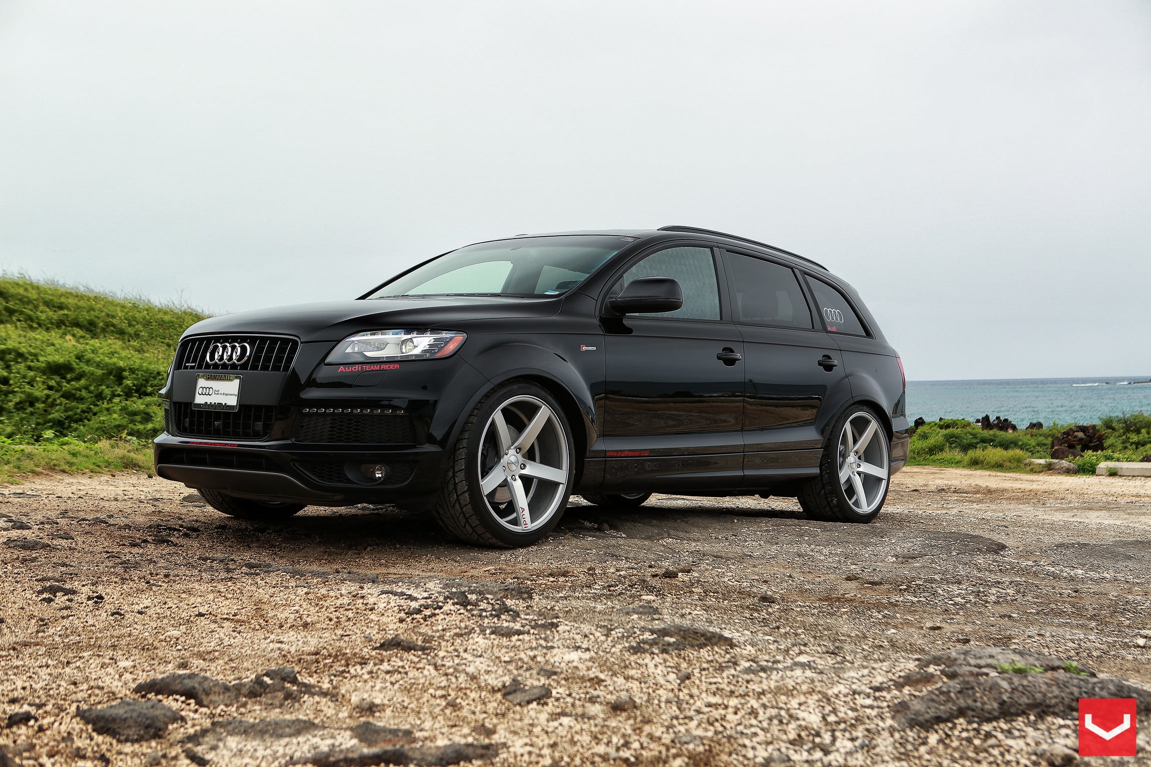 Black Audi Q7 with Custom LED Headlights - Photo by Vossen