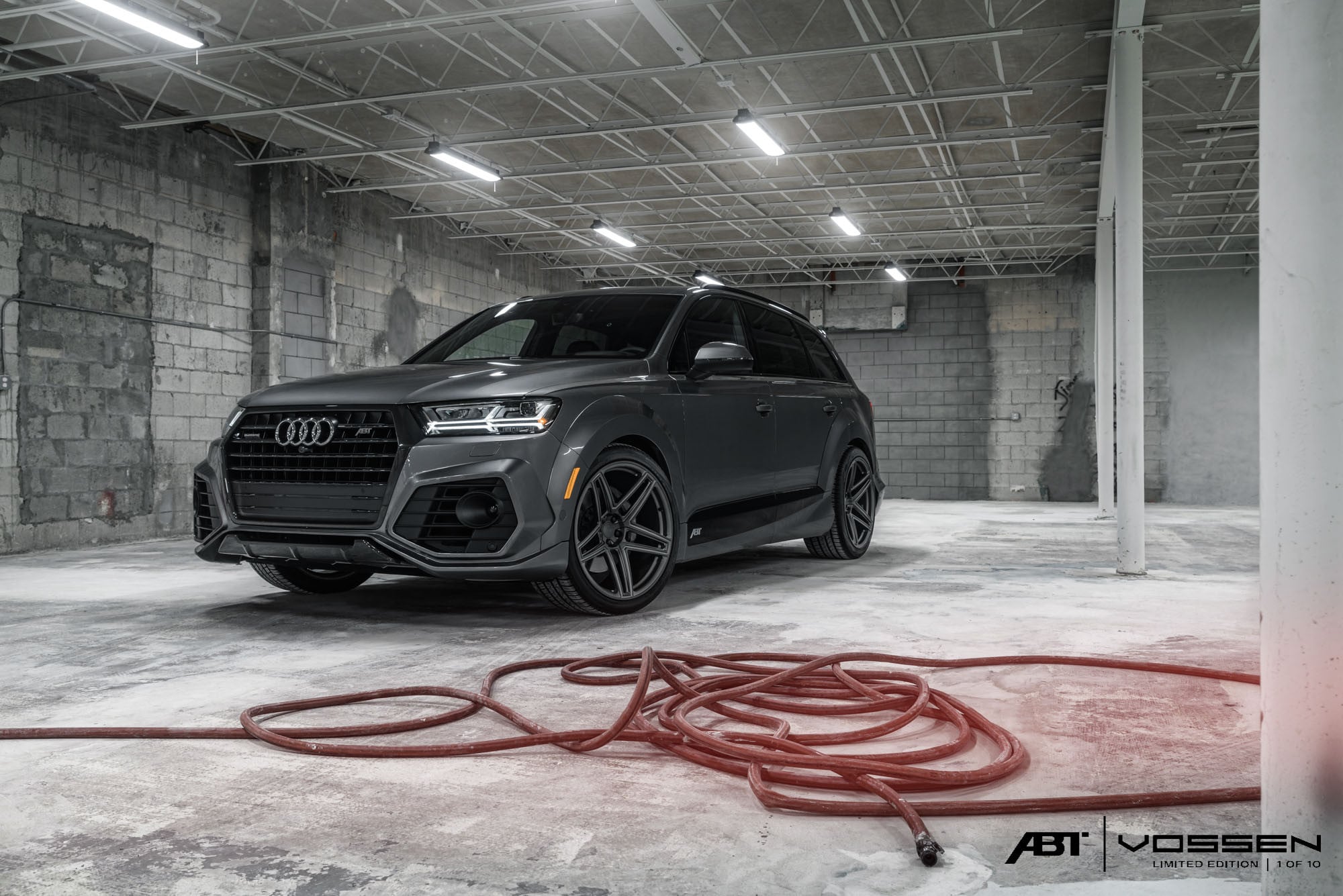 Front Bumper with Fog Lights on Black Audi Q7 - Photo by Vossen