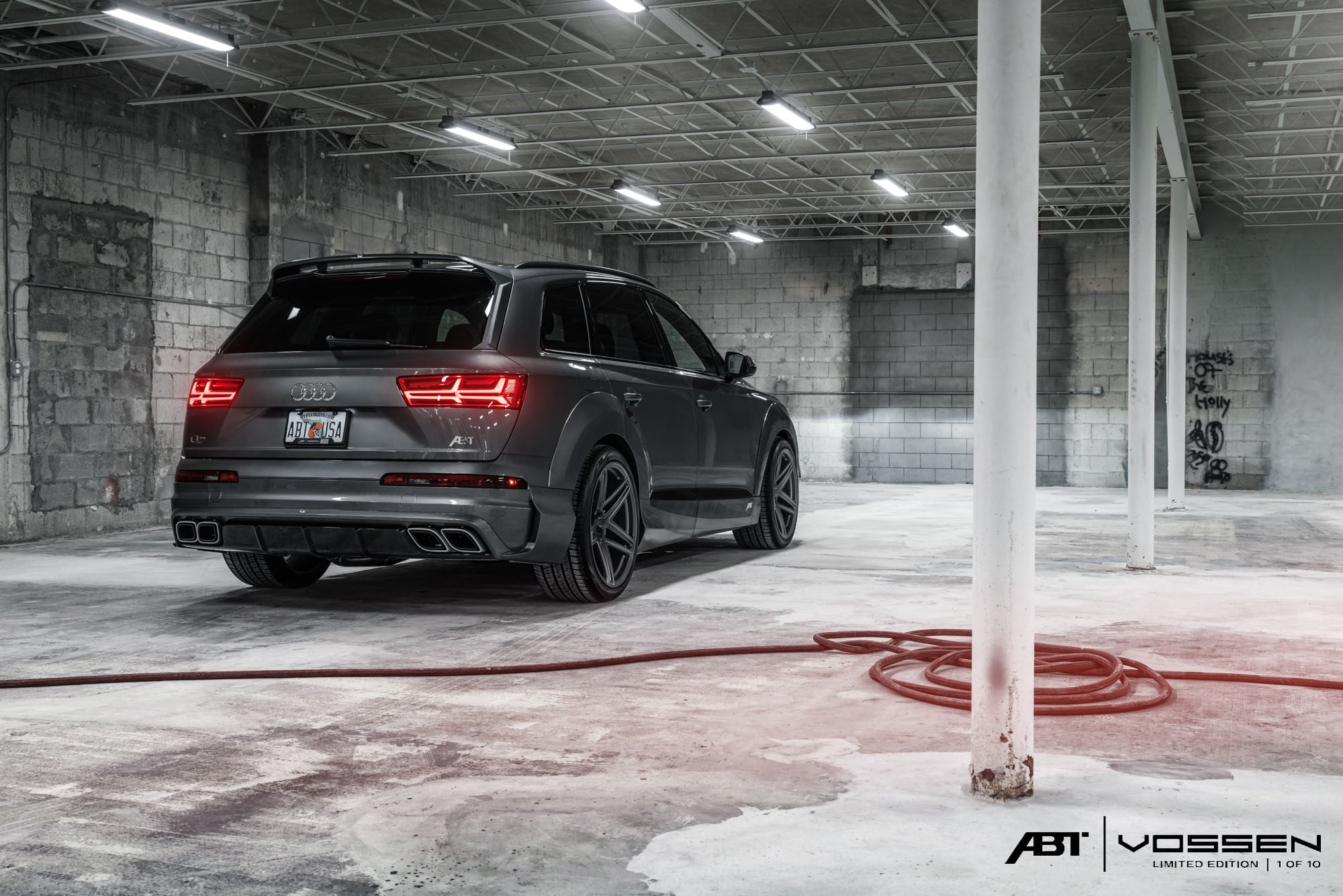 Black Audi Q7 with Large Roofline Spoiler - Photo by Vossen