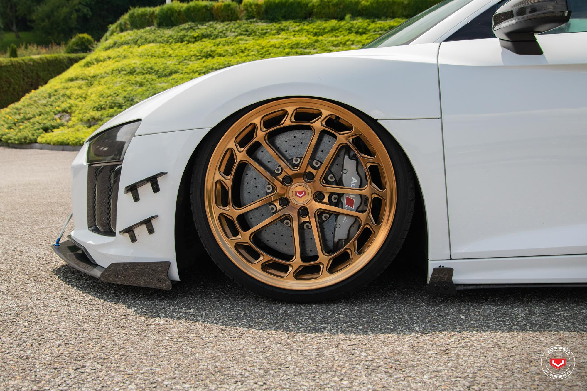 White Stanced Audi R8 with Copper Forged Vossen Rims - Photo by Vossen
