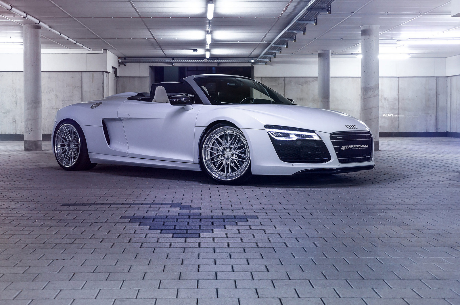 Custom LED Headlights on White Convertible Audi R8 - Photo by ADV.1