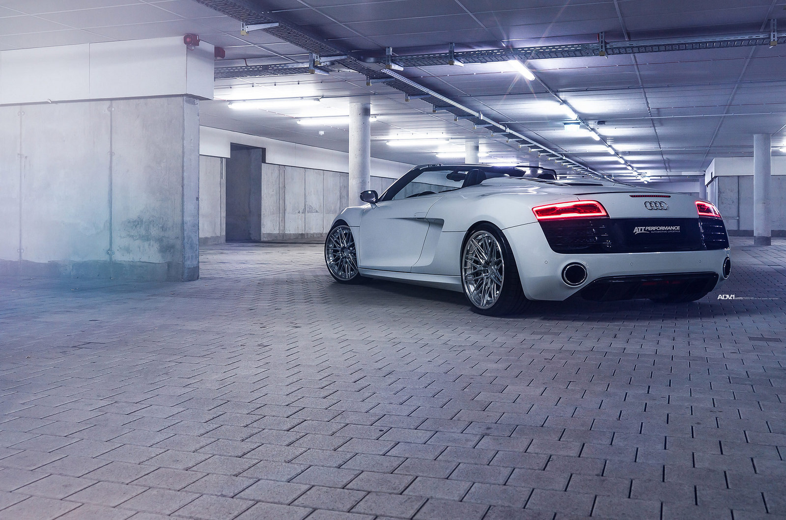 White Convertible Audi R8 with Red LED Taillights - Photo by ADV.1