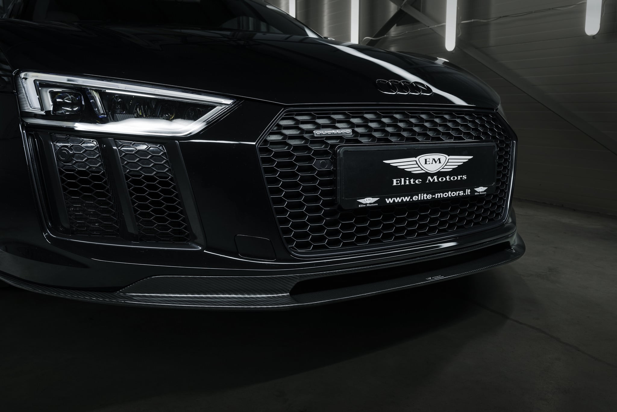 Black Audi R8 Quattro with Custom Mesh Grille - Photo by Vorsteiner