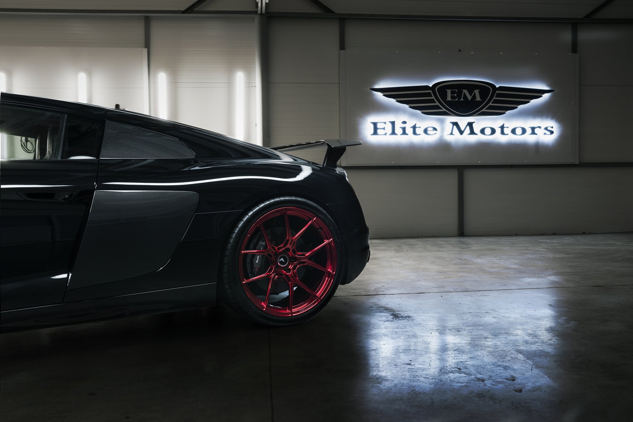 Carbon Fiber Side Scoops on Black Audi R8 - Photo by Vorsteiner