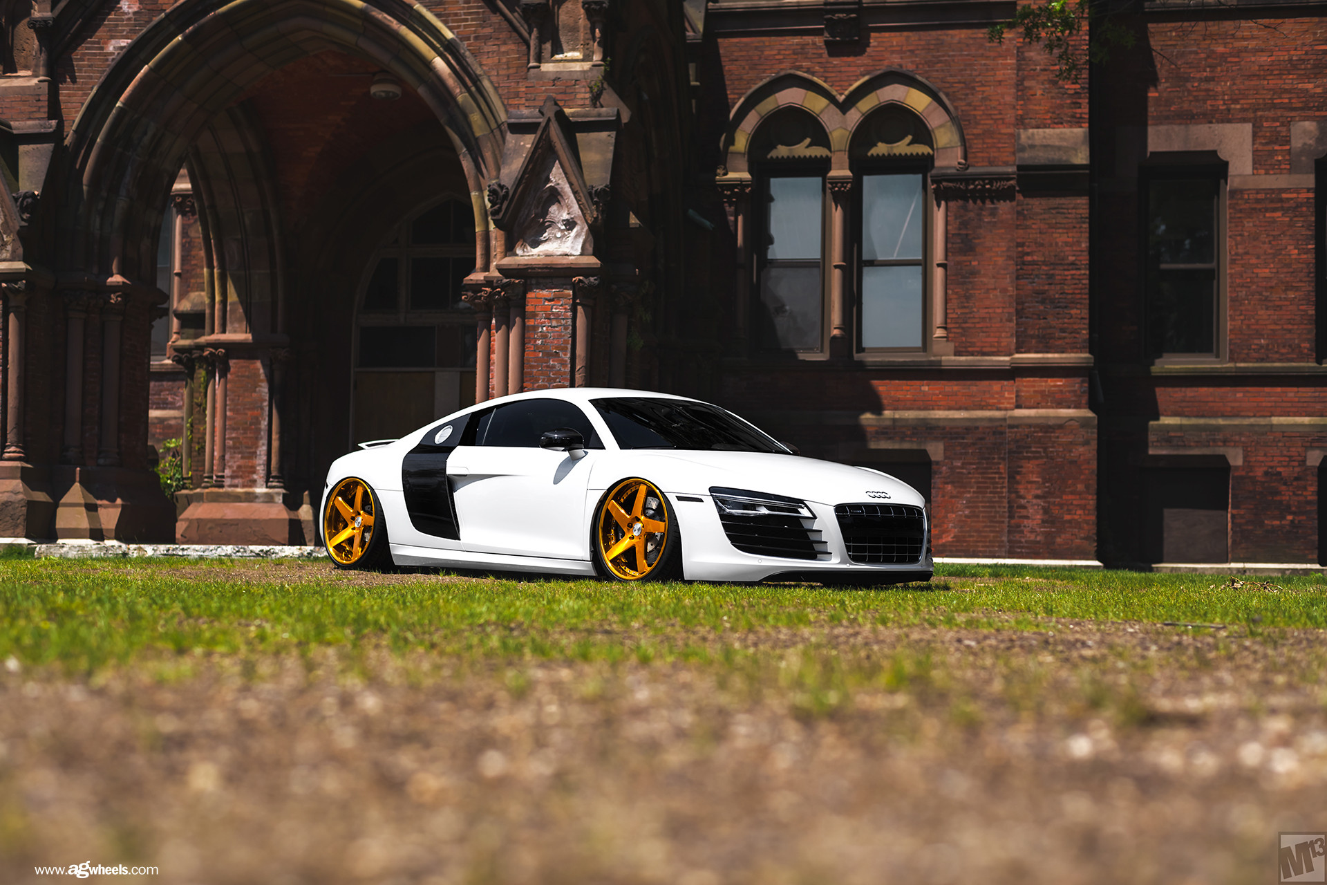 Stanced Audi R8 On Gold Rims - Photo by Avant Garde