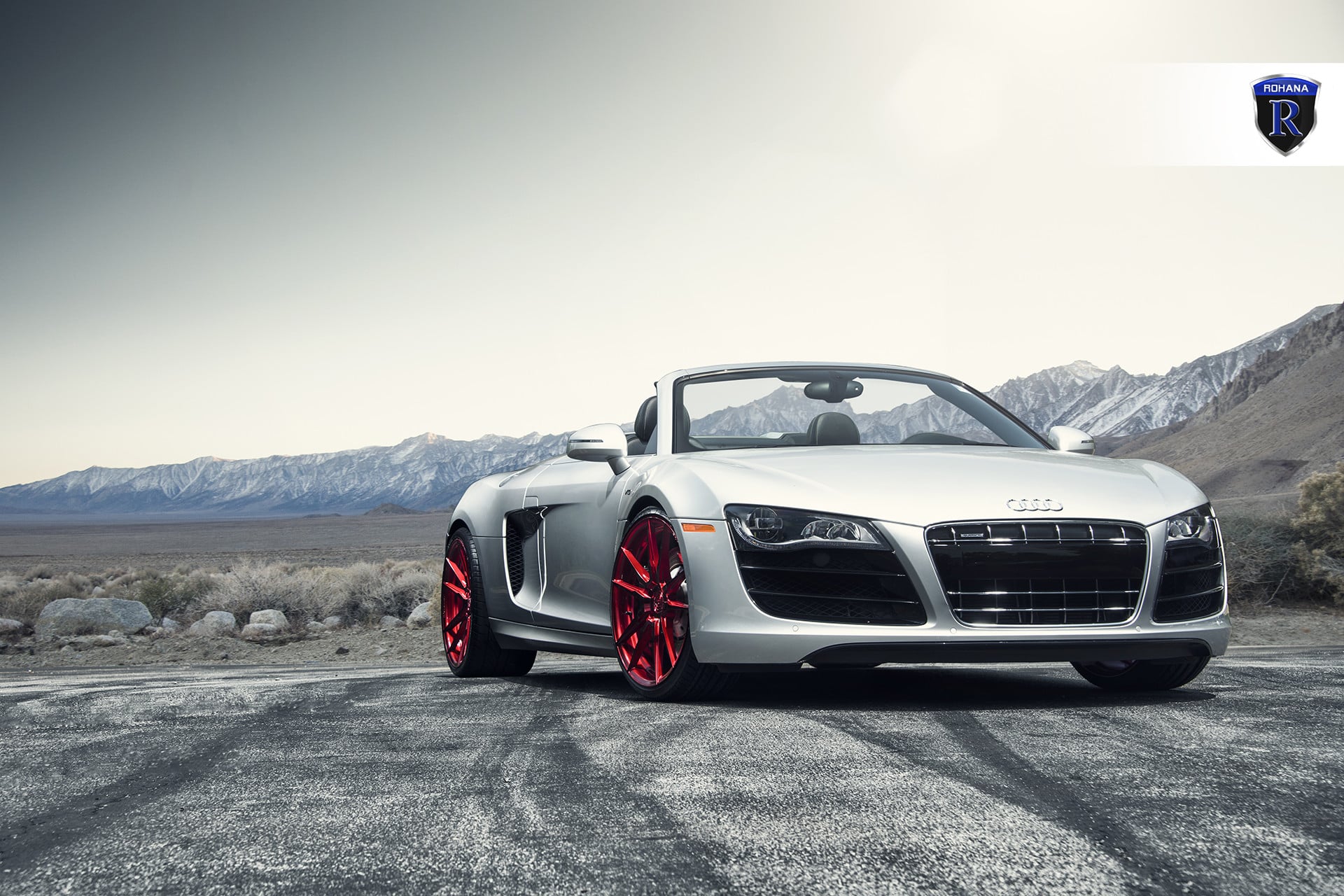 Audi R8 Convertible on Red Custom Wheels - Photo by Rohana Wheels