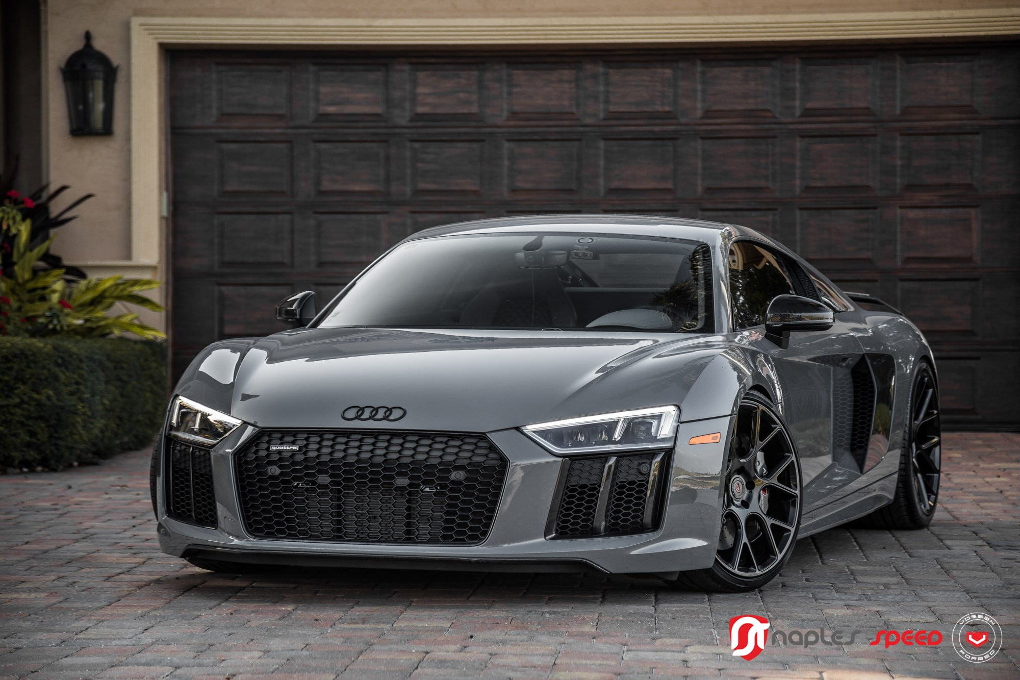 Glance Gray Audi R8 Quattro on Black Vossen VFS6 - Photo by Vossen