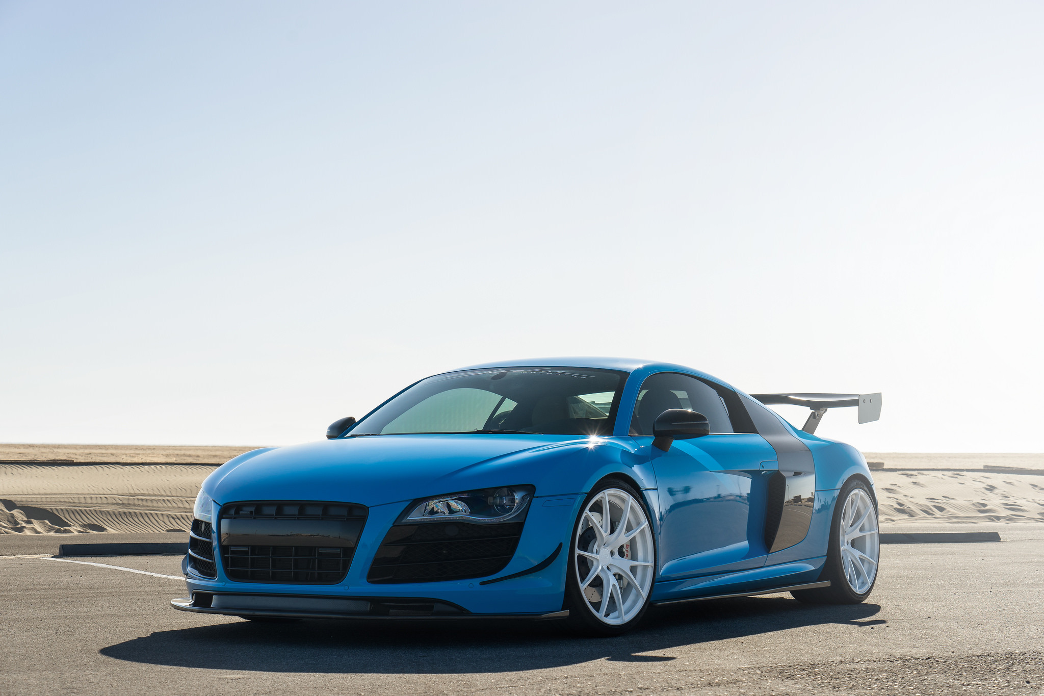 Blue R8 With Bumper Lip and Sport Wing on Niche Wheels | CARiD.com Gallery