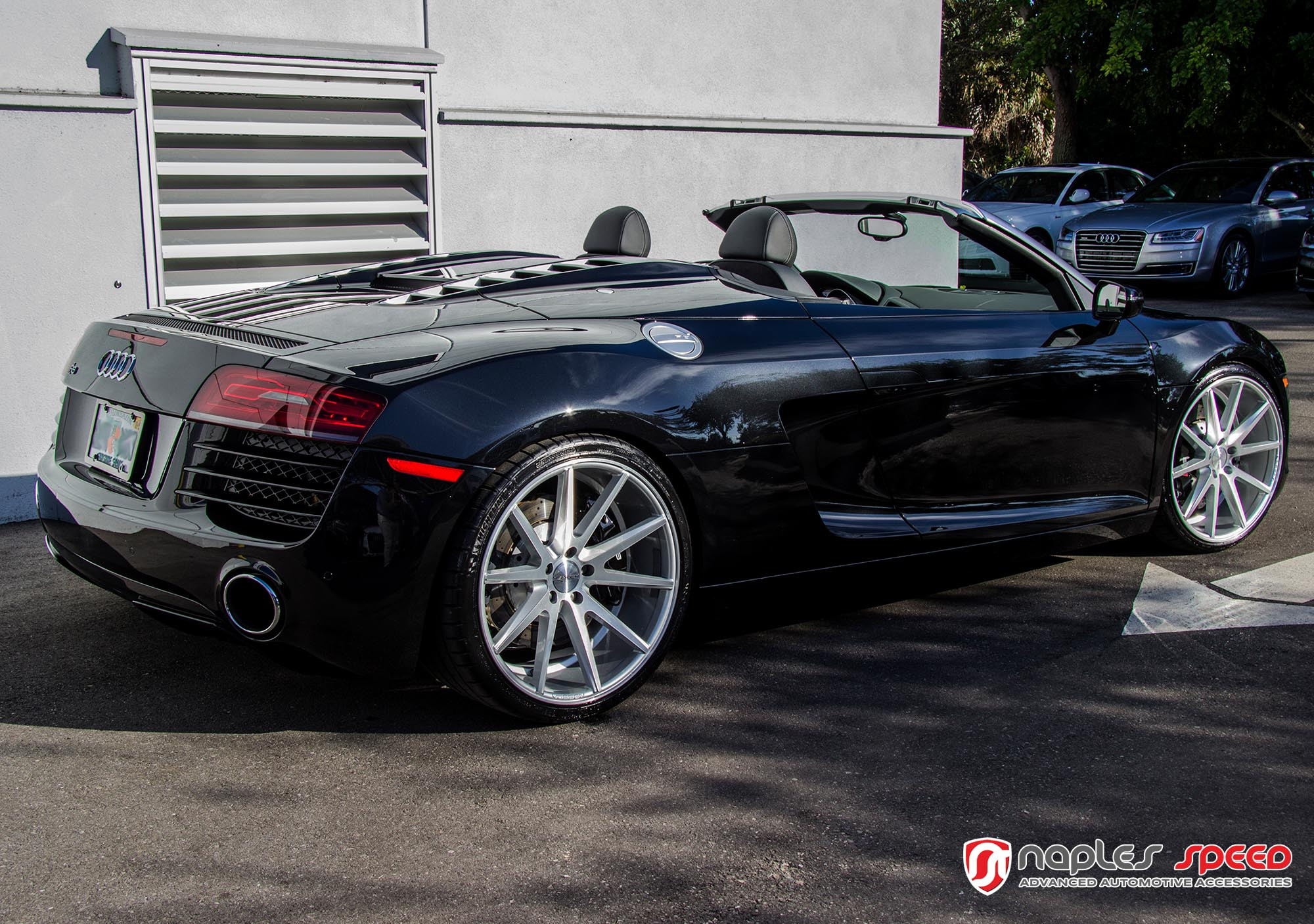 Custom Rear Bumper on Black Audi R8 - Photo by Vossen