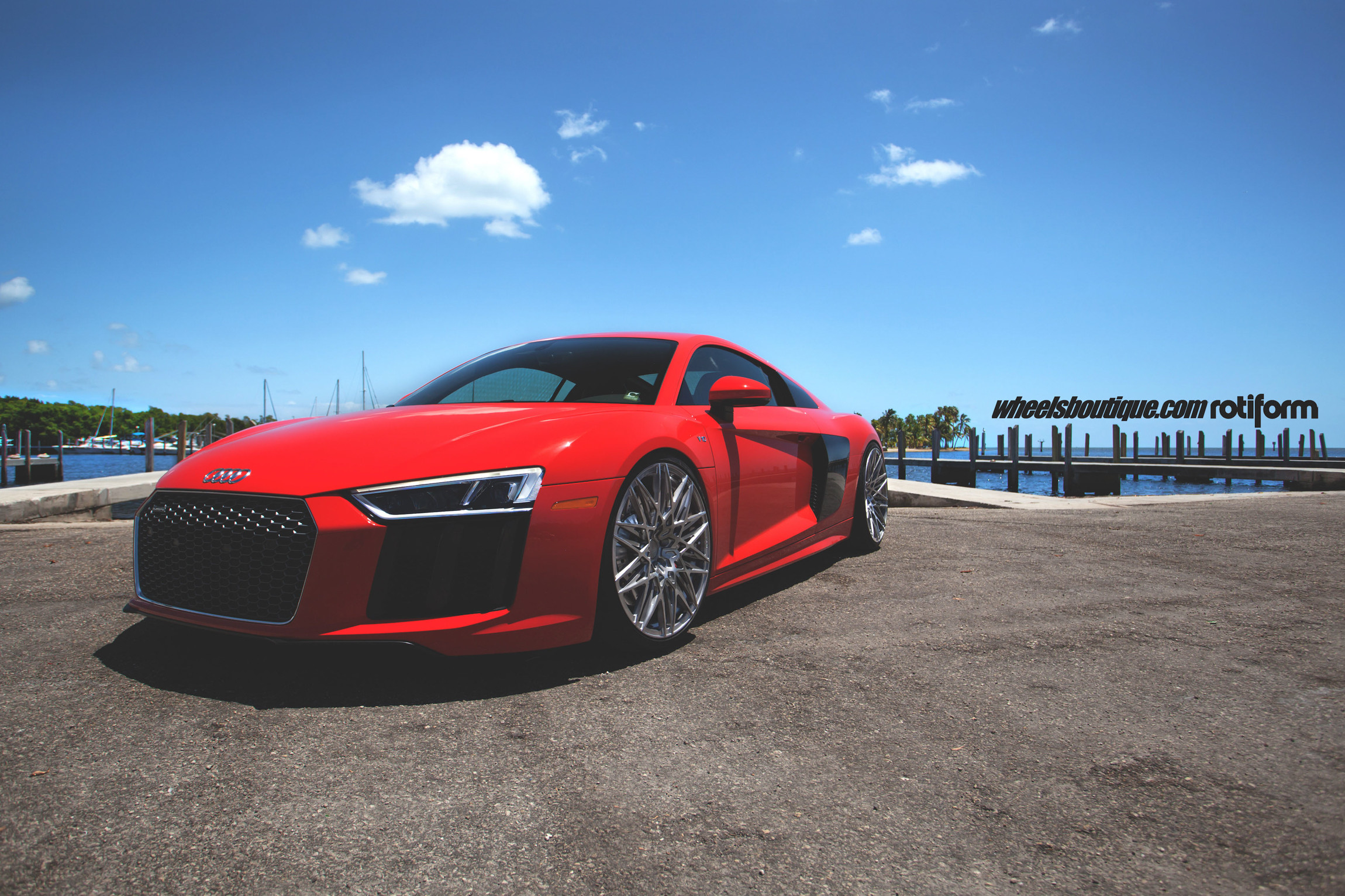 Red Audi R8 with Custom LED-Bar Headlights - Photo by Rotiform