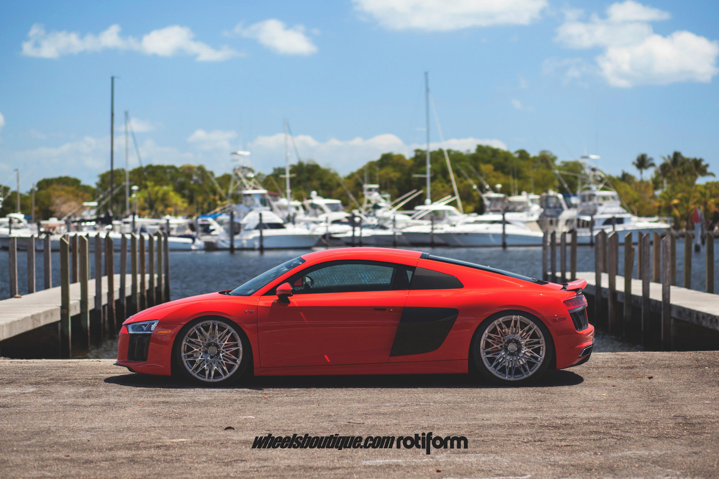 Aftermarket Side Scoops on Red Audi R8 - Photo by Rotiform