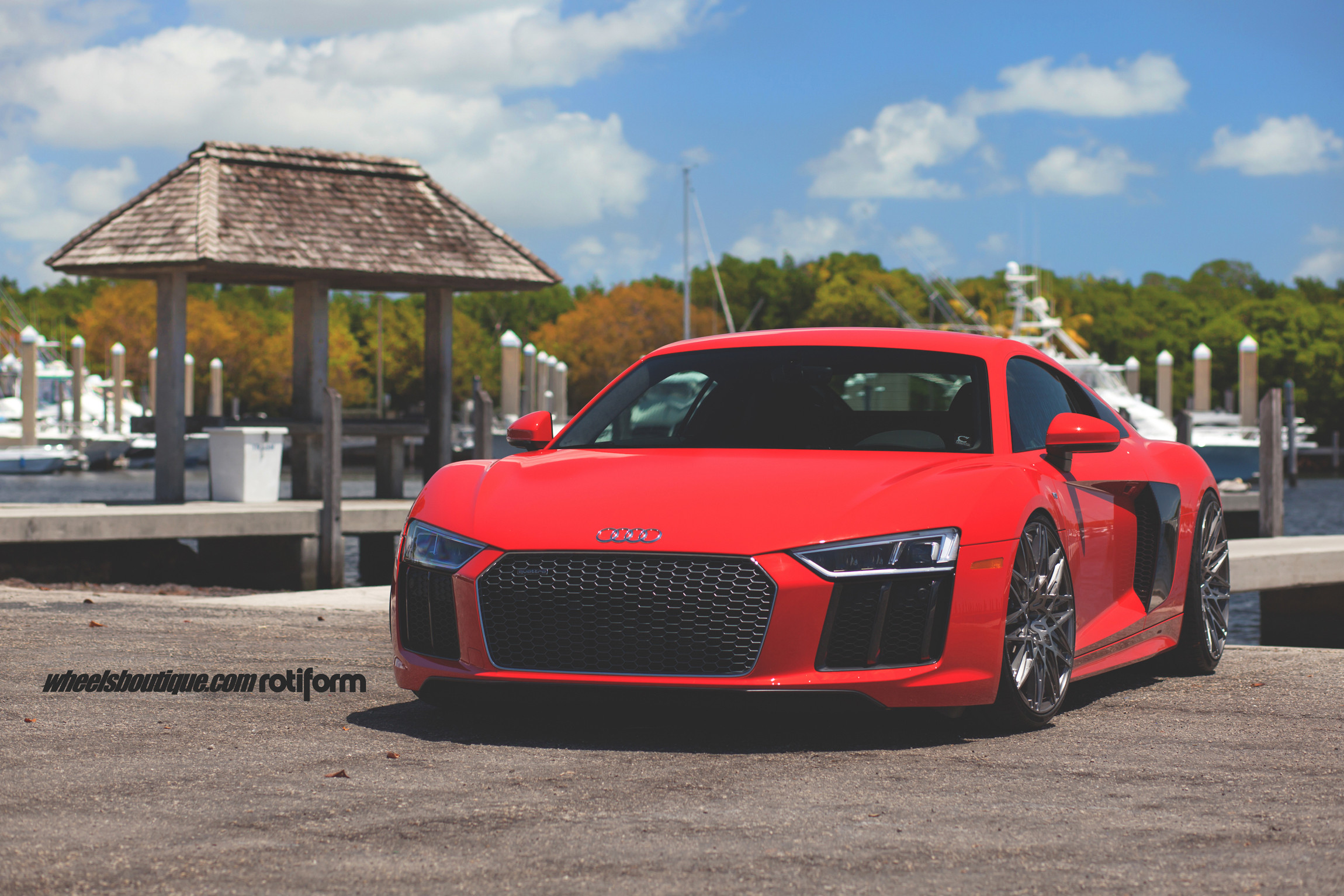 Chrome Mesh Grille on Red Audi R8 - Photo by Rotiform