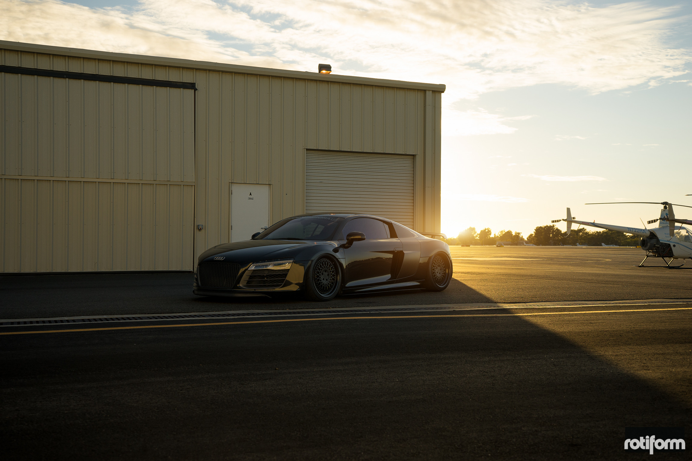 Black Audi R8 with Aftermarket LED Headlights - Photo by Rotiform