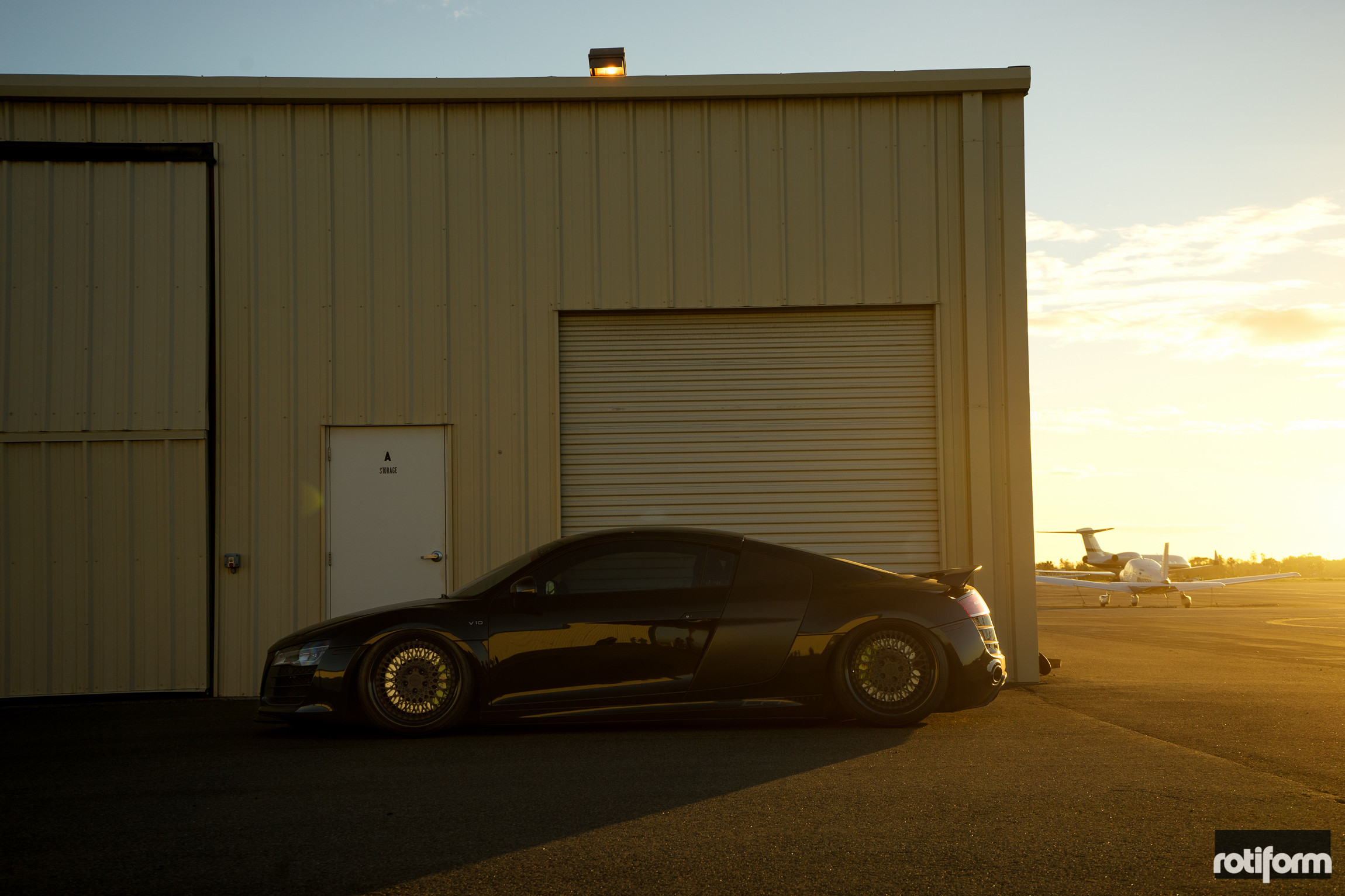 Gloss Clear Rotiform Wheels on Custom Black Audi R8 - Photo by Rotiform