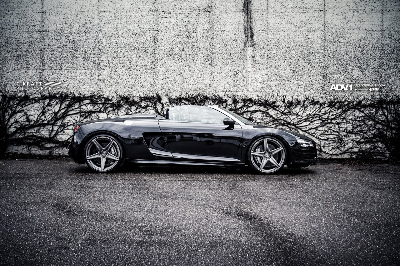 Gunmetal ADV1 Wheels on Black Convertible Audi R8 - Photo by ADV.1
