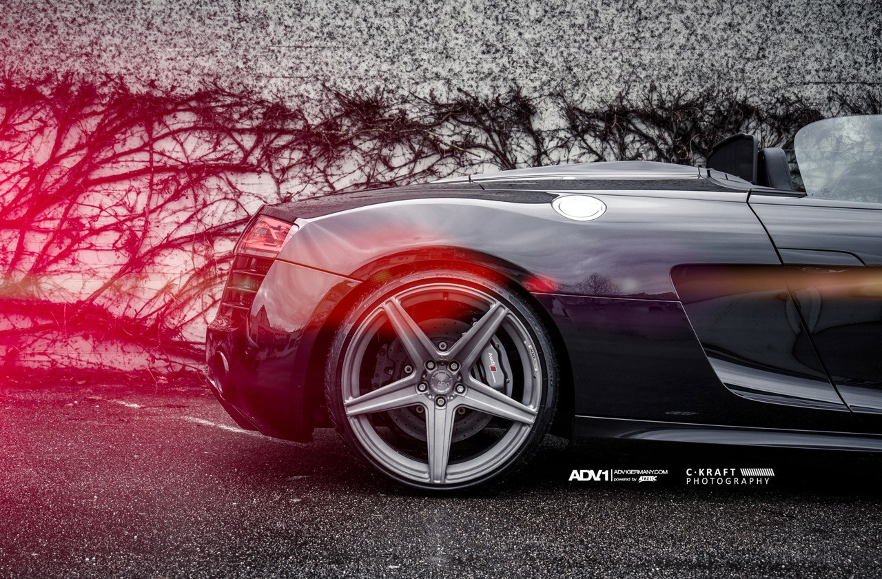 Black Convertible Audi R8 with Custom ADV1 Wheels - Photo by ADV.1