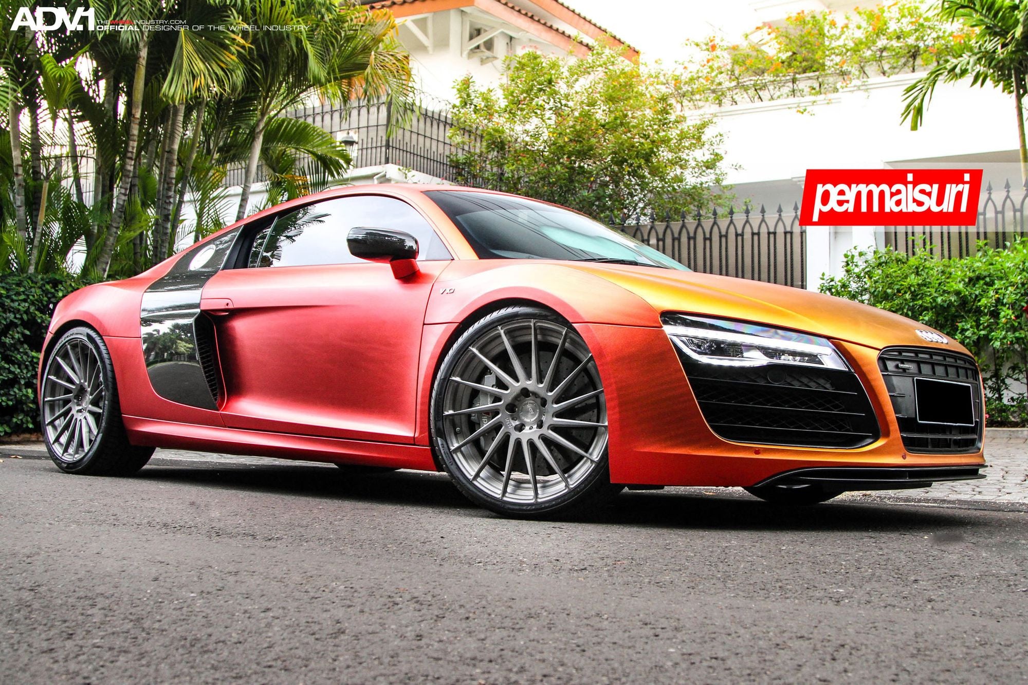 Aftermarket Rims By ADV1 Enhancing Audi R8 With Orange Chameleon Wrap ...