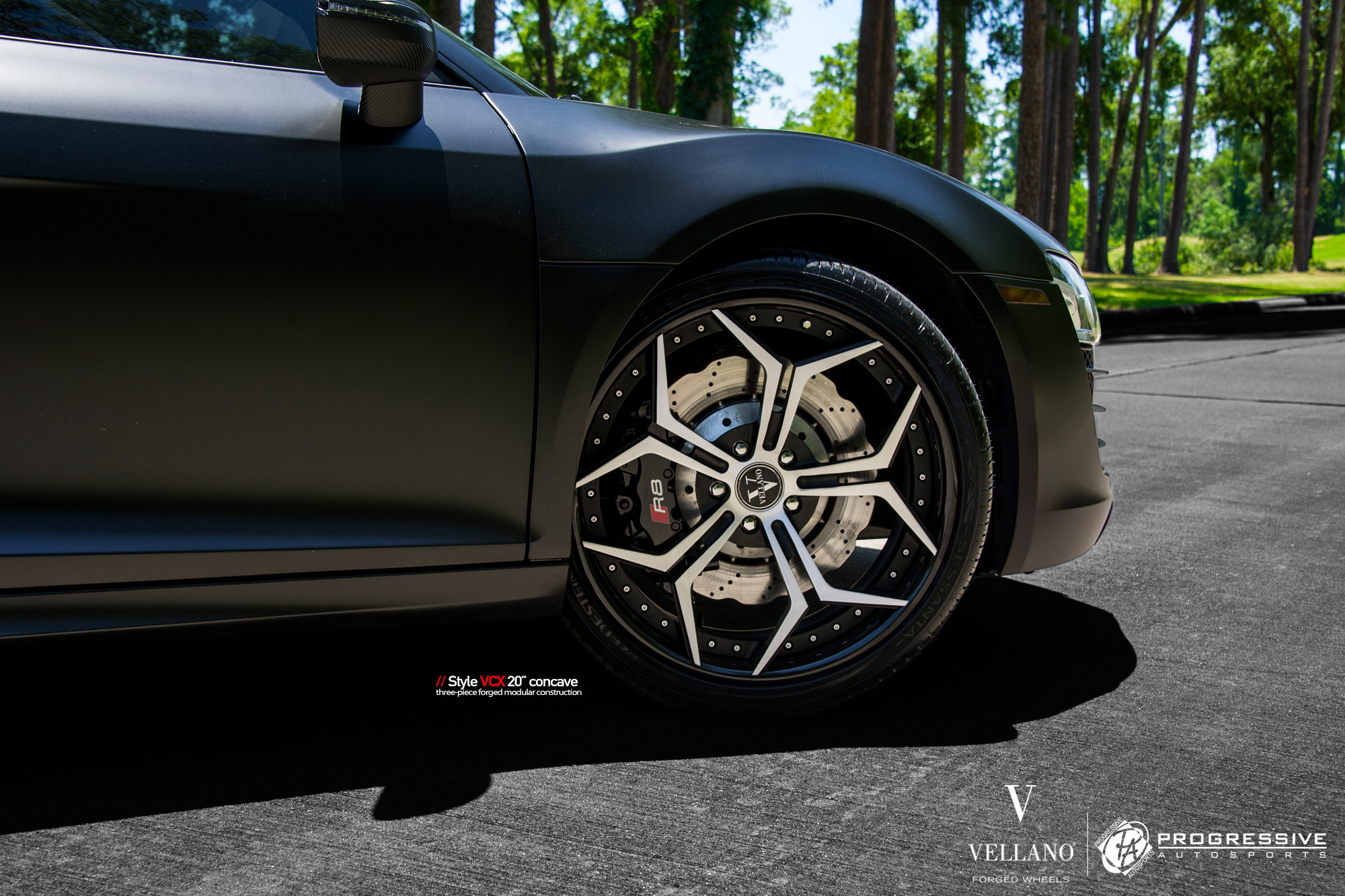 Chrome Vellano Wheels on Matte Black Audi R8 - Photo by Vellano