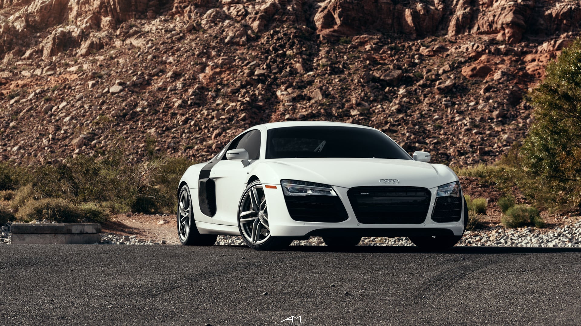 White Audi R8 with Custom Headlights - Photo by Arlen Liverman