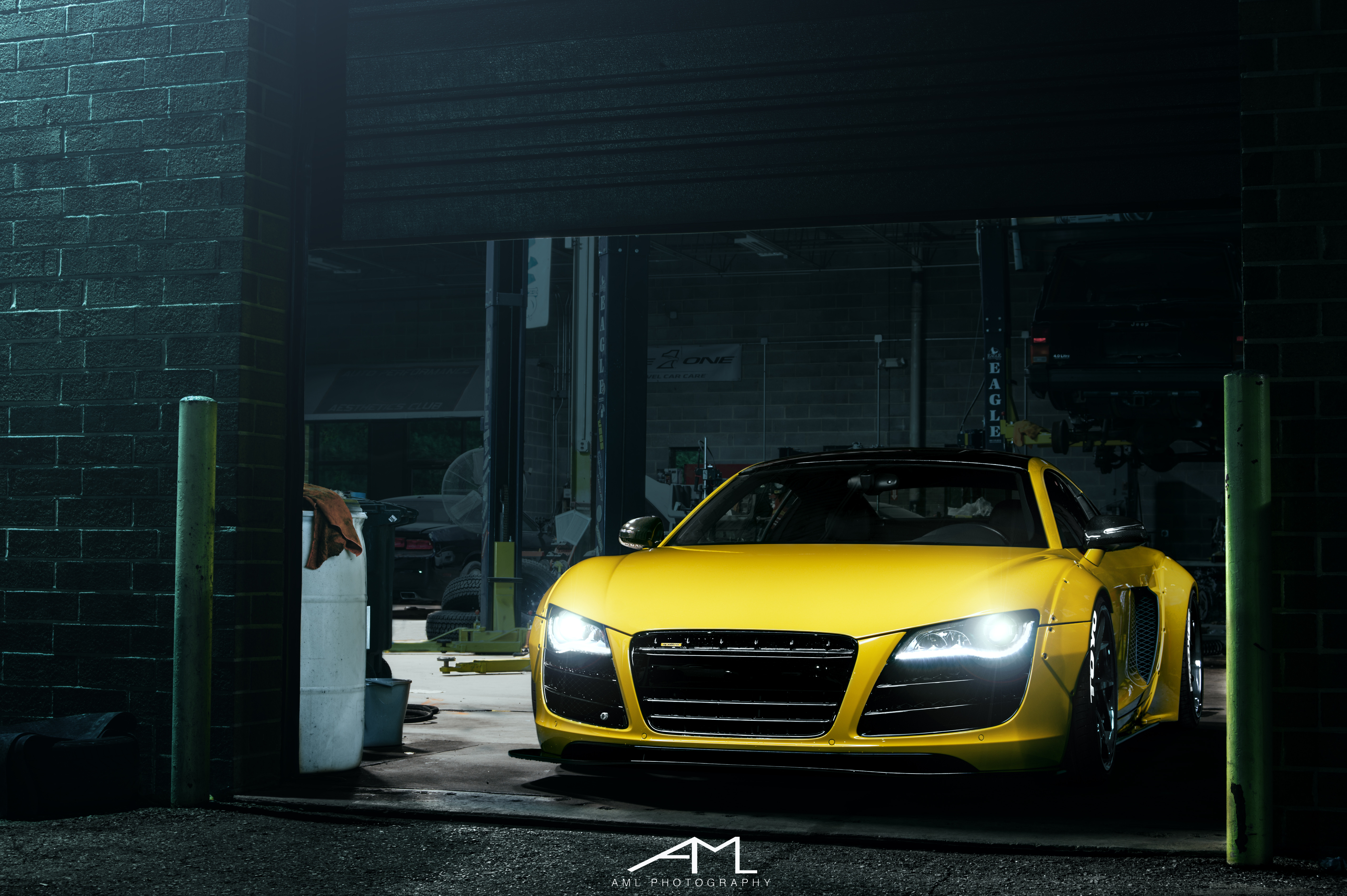 Yellow Audi R8 with Carbon Fiber Front Lip - Photo by Arlen Liverman