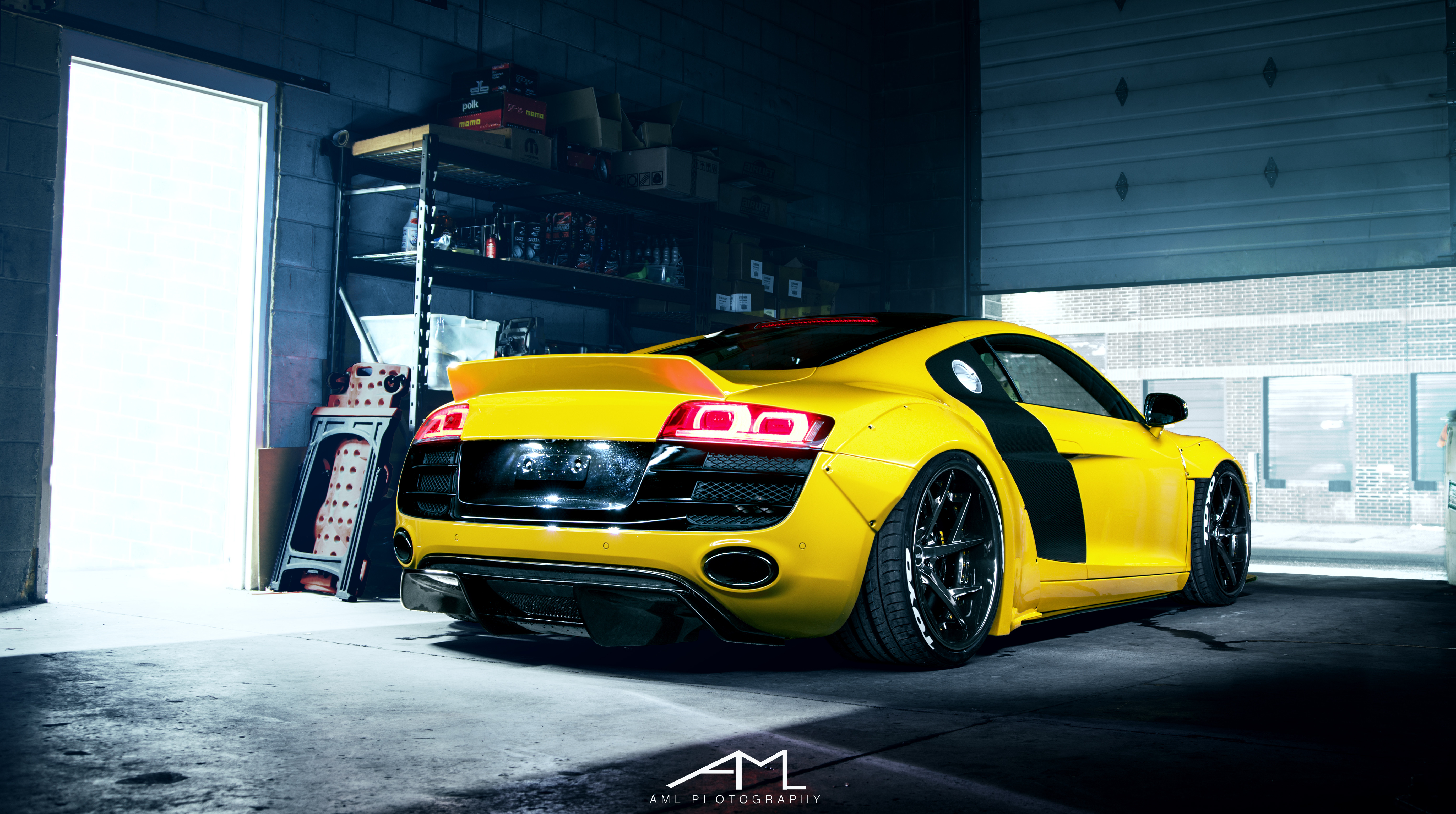 Custom Rear Diffuser on Yellow Audi R8 - Photo by Arlen Liverman