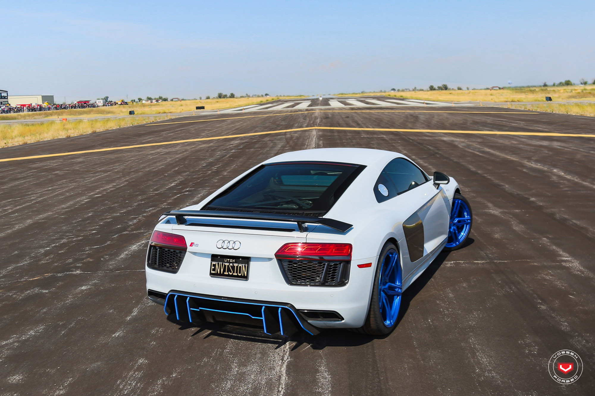 White Audi R8 with Blue Forged HC Vossen Wheels - Photo by Vossen