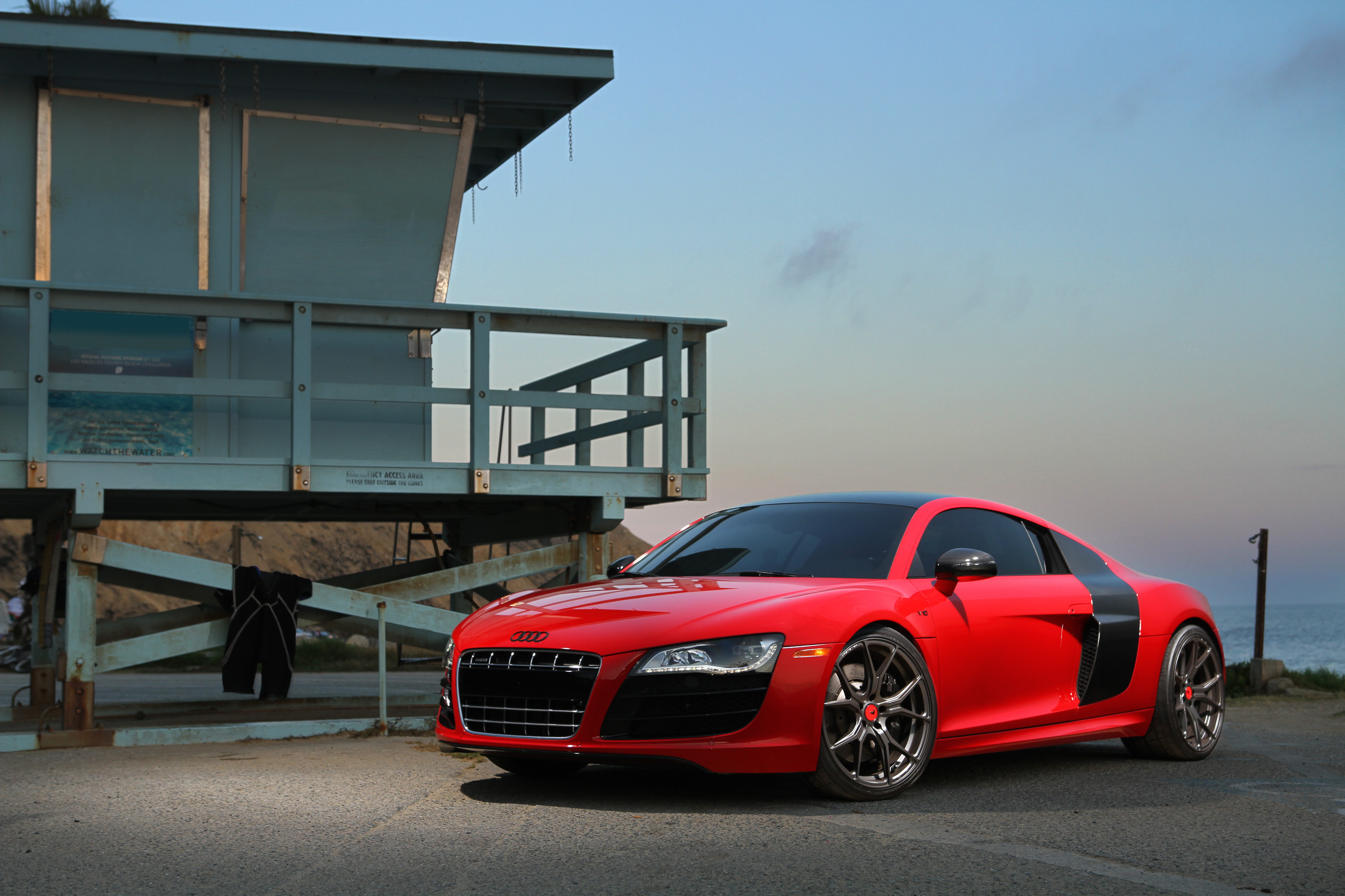 Red Audi R8 with Custom LED Headlights - Photo by Vorstiner