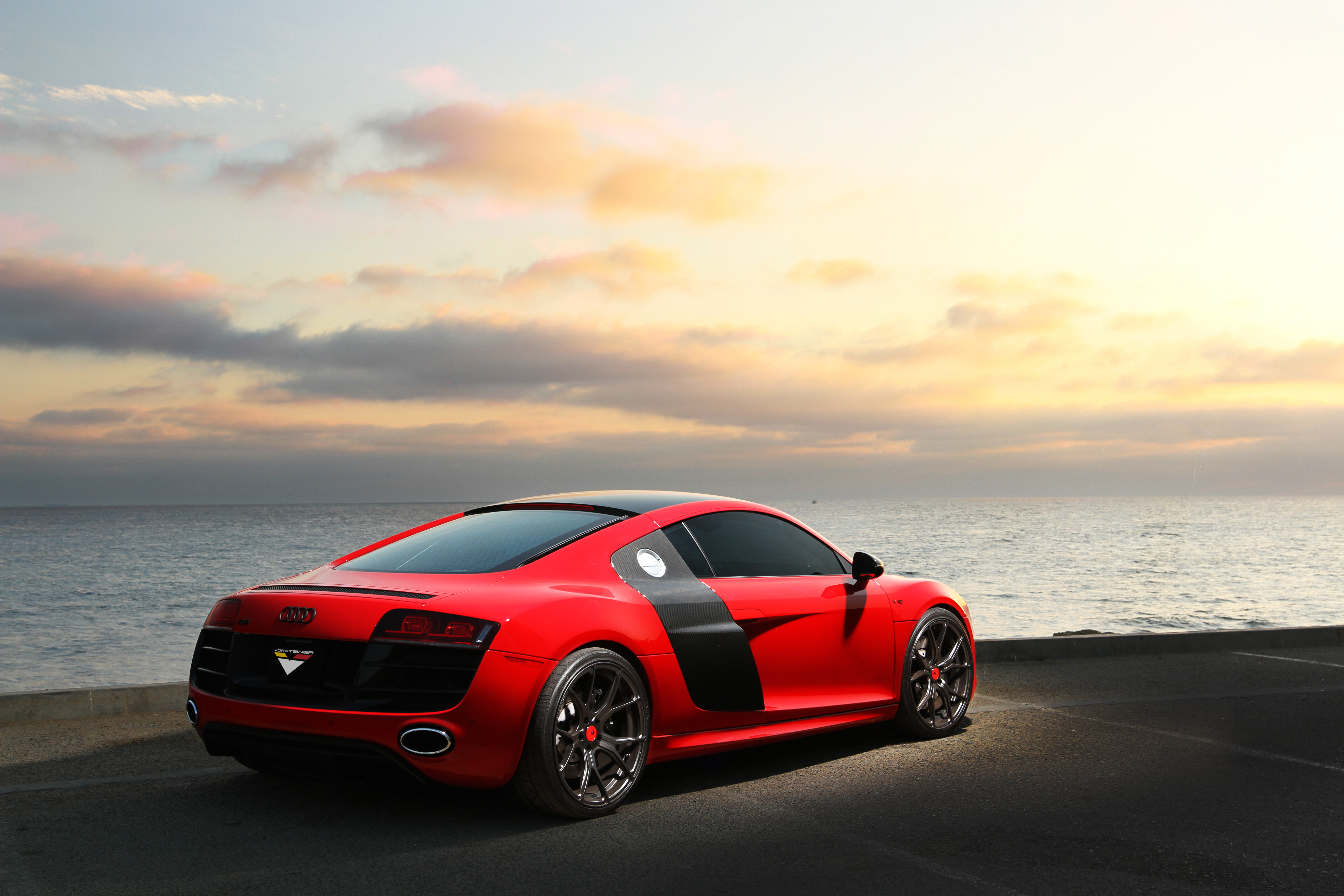Carbon Fiber Side Scoops on Red Audi R8 - Photo by Vorstiner