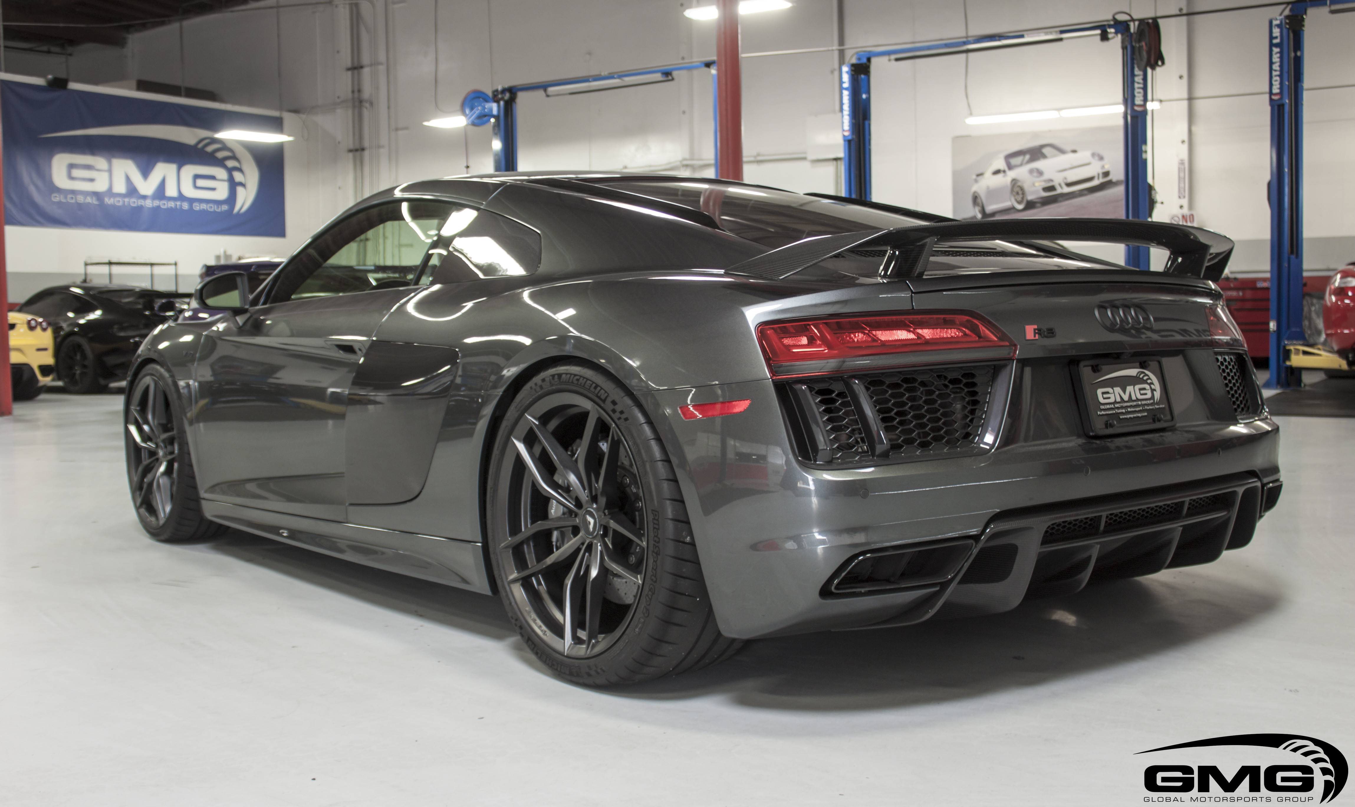 Blacked Out Mesh Grille Revealing the Bossy Nature of Gray Audi R8 ...