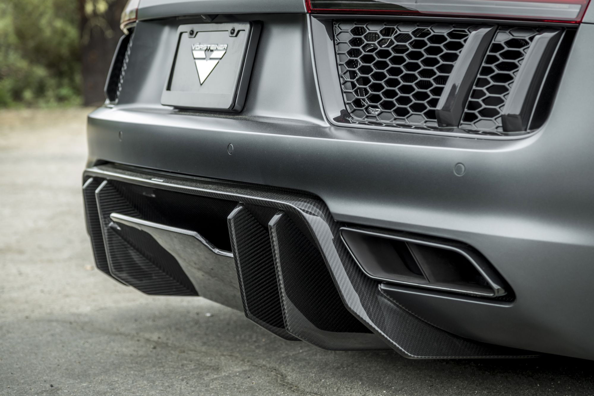 Gray Audi R8 with Carbon Fiber Rear Diffuser - Photo by Vorstiner