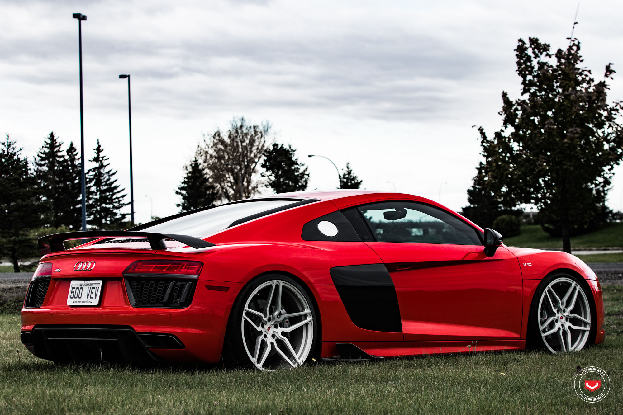 Custom Red Audi R8 V10 Side Scoops - Photo by Vossen