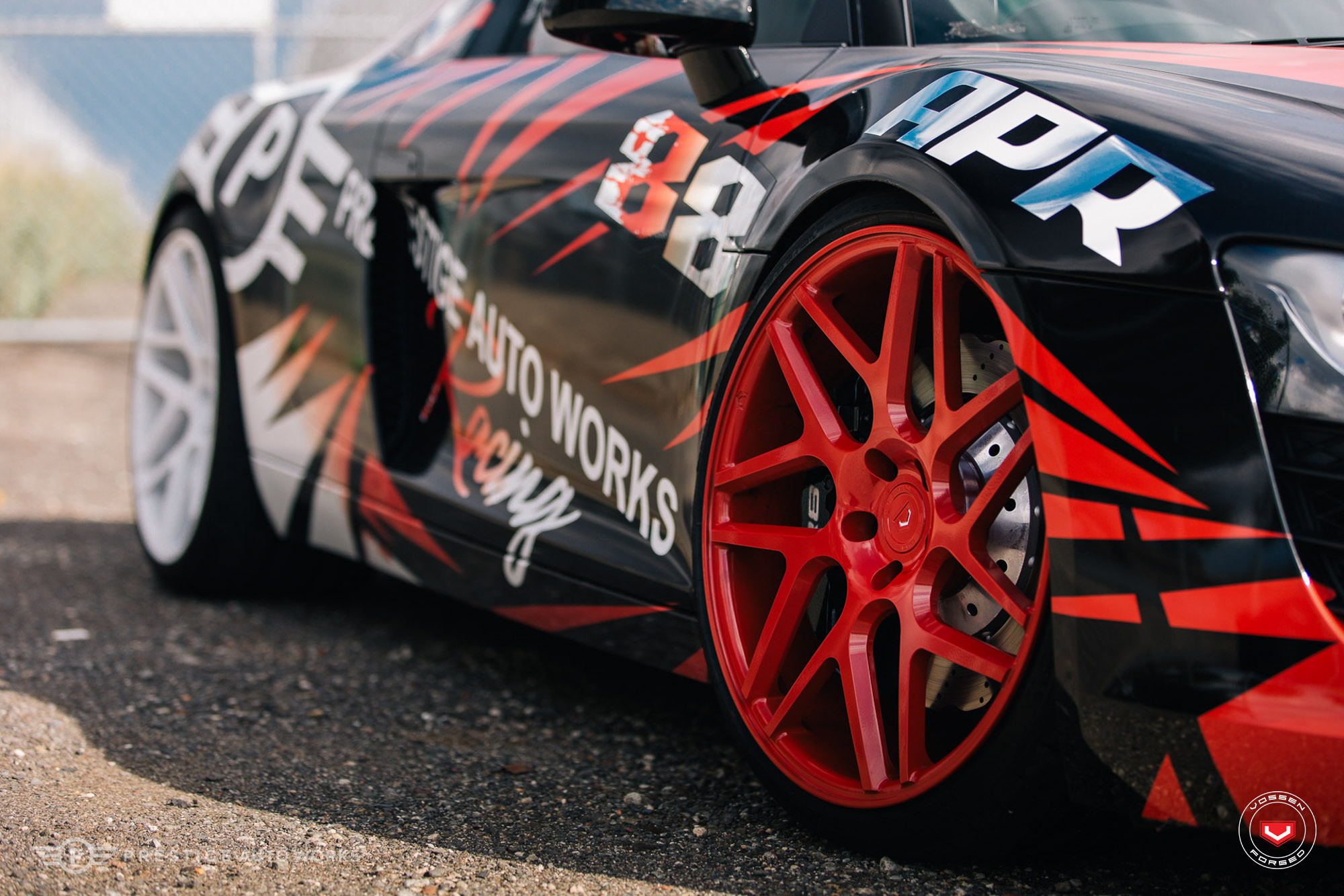 Gloss Red Vossen Rims on Custom Painted Audi R8 - Photo by Vossen