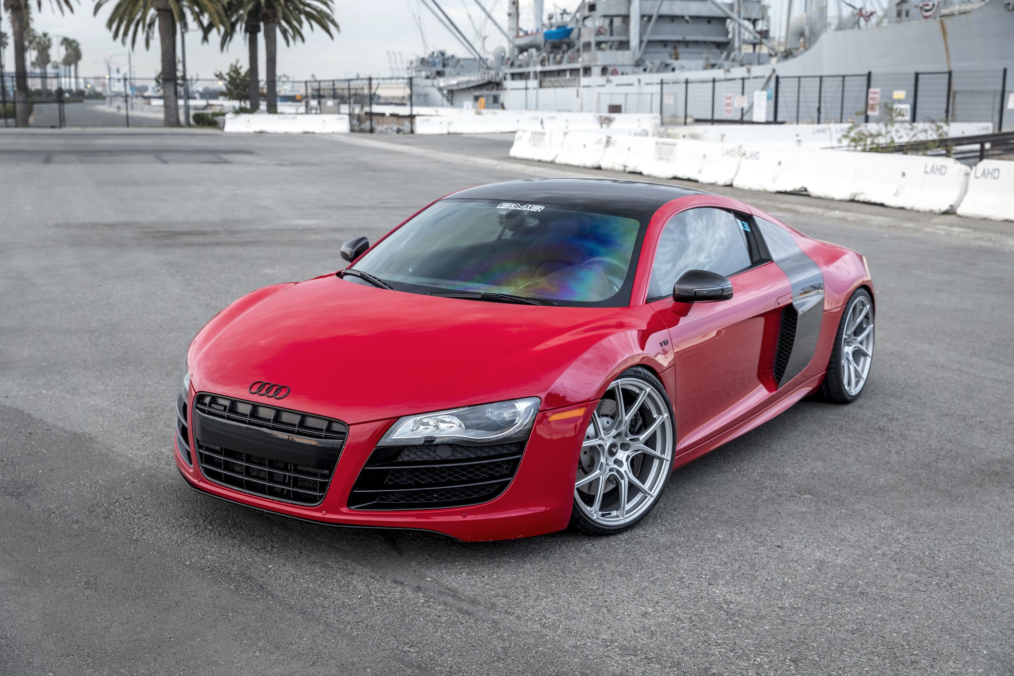 Red Audi R8 V10 with Custom Headlights  - Photo by Vorsteiner
