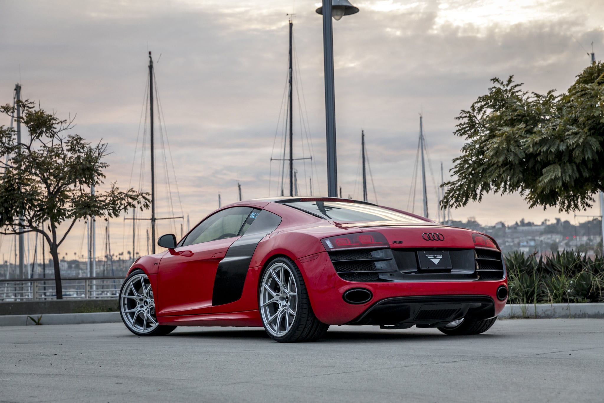 Aftermarket Rear Diffuser on Red Audi R8 - Photo by Vorsteiner